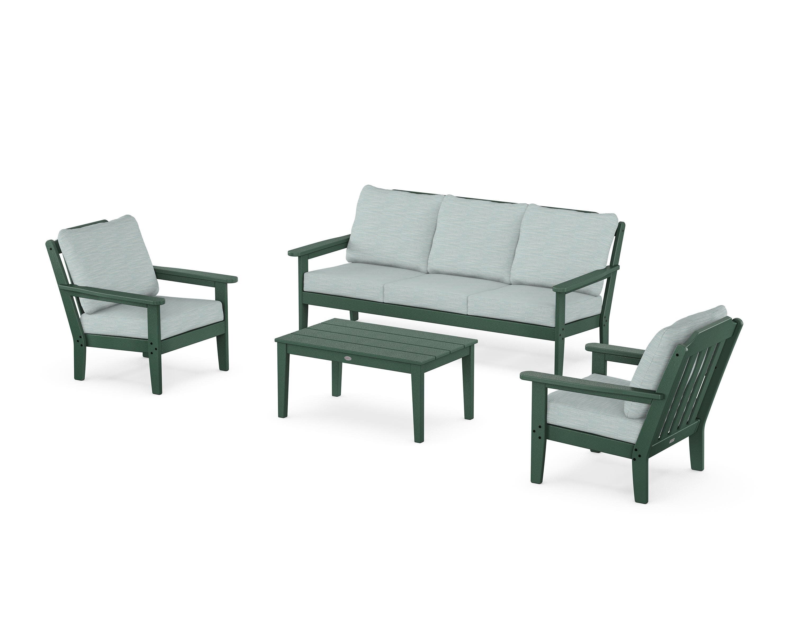 Cottage 4-Piece Deep Seating Set with Sofa in Green / Soothe Mist