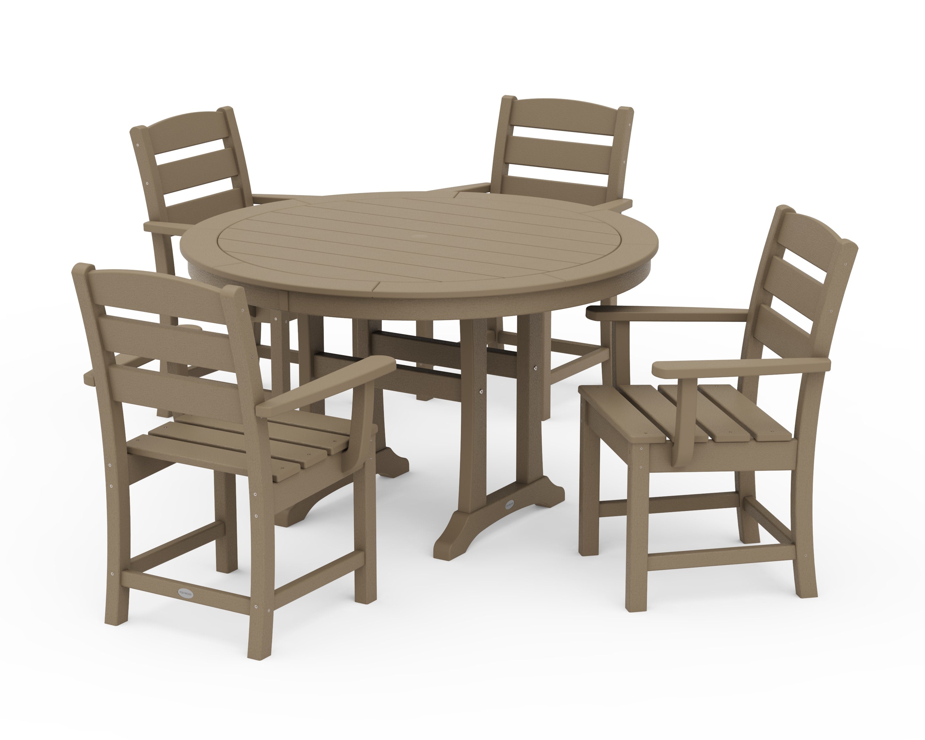 Lakeside 5-Piece Round Dining Set with Trestle Legs in Vintage Sahara