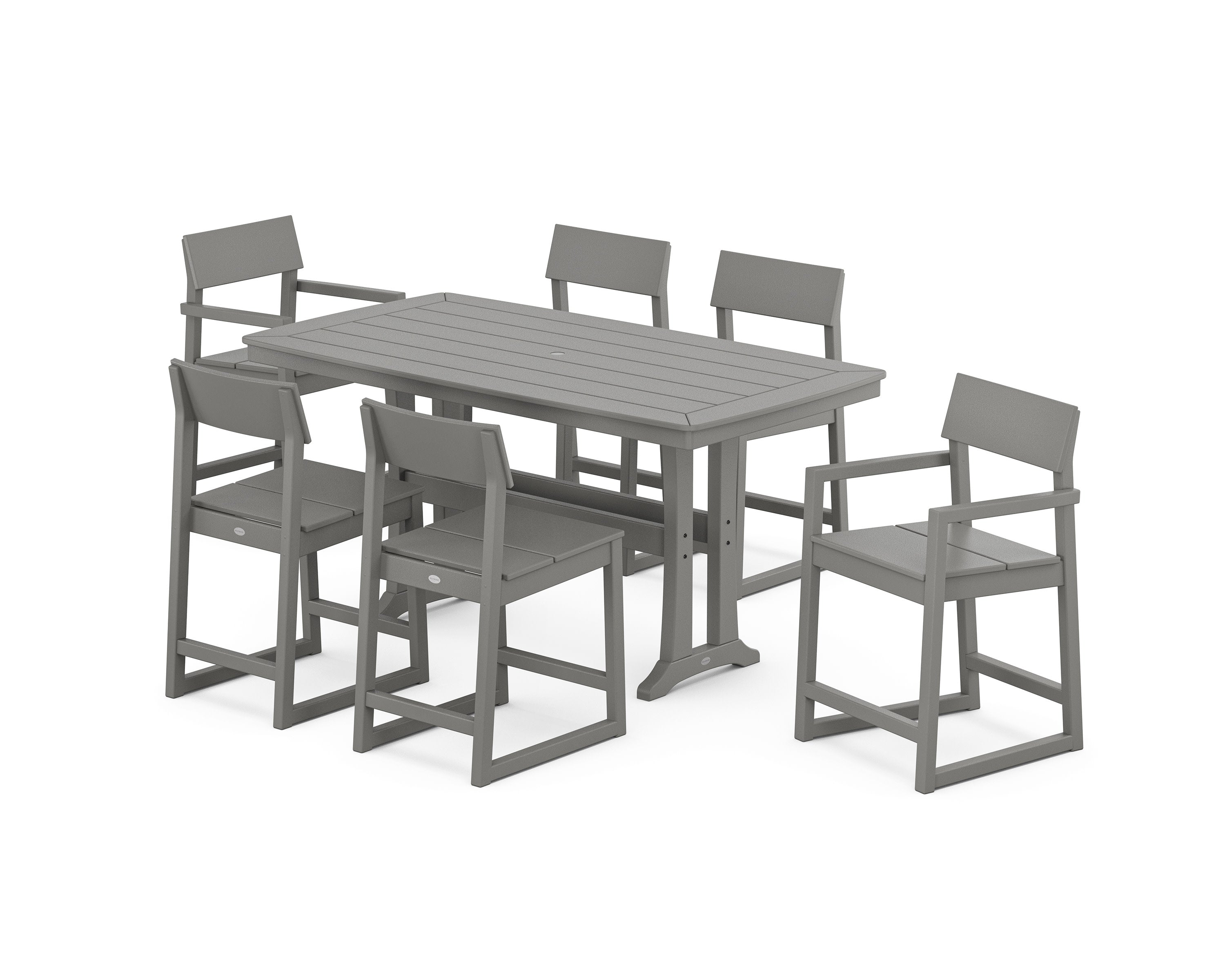 EDGE 7-Piece Counter Set with Trestle Legs in Slate Grey