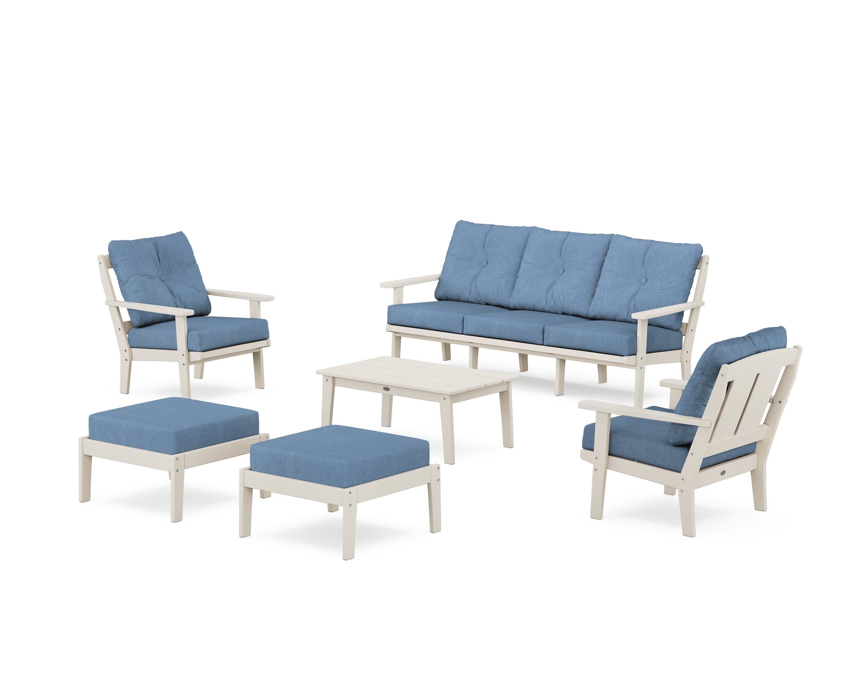 Mission 6-Piece Lounge Sofa Set in Sand / Sky Blue