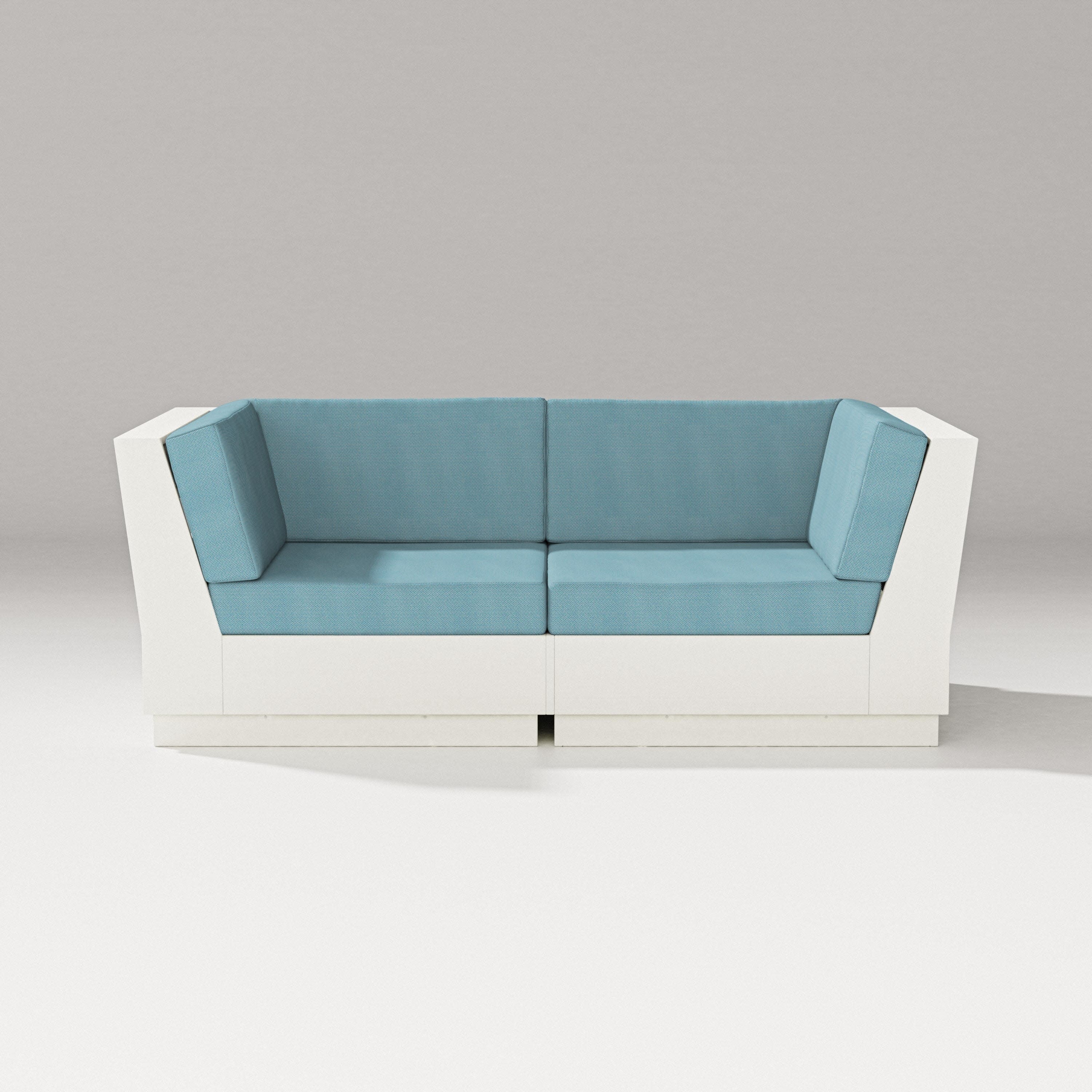 Elevate Loveseat Sectional in Vintage White / Lattice Sky Blue