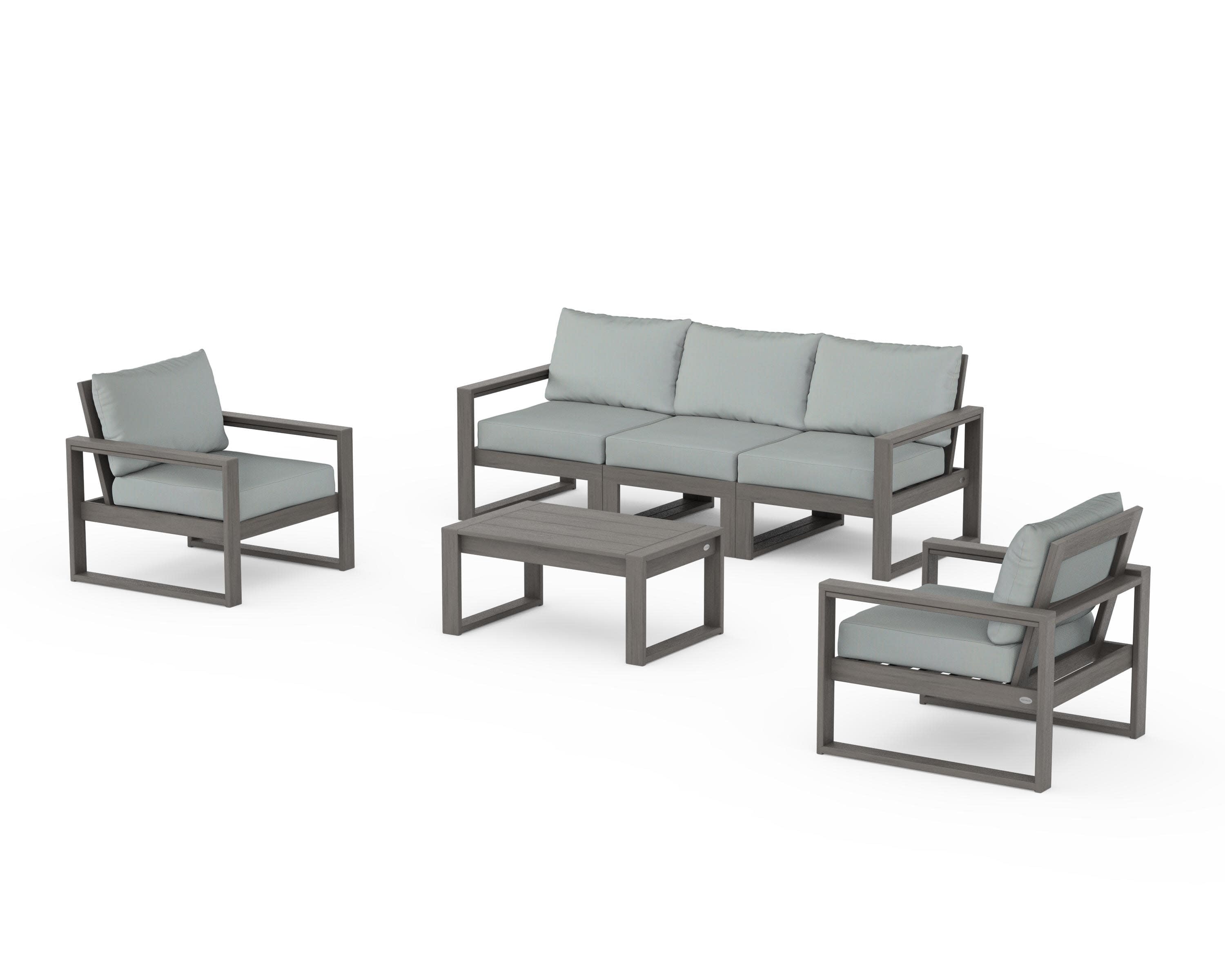 EDGE Sectional 4-Piece Deep Seating Set with Sofa in Driftwood / Spa