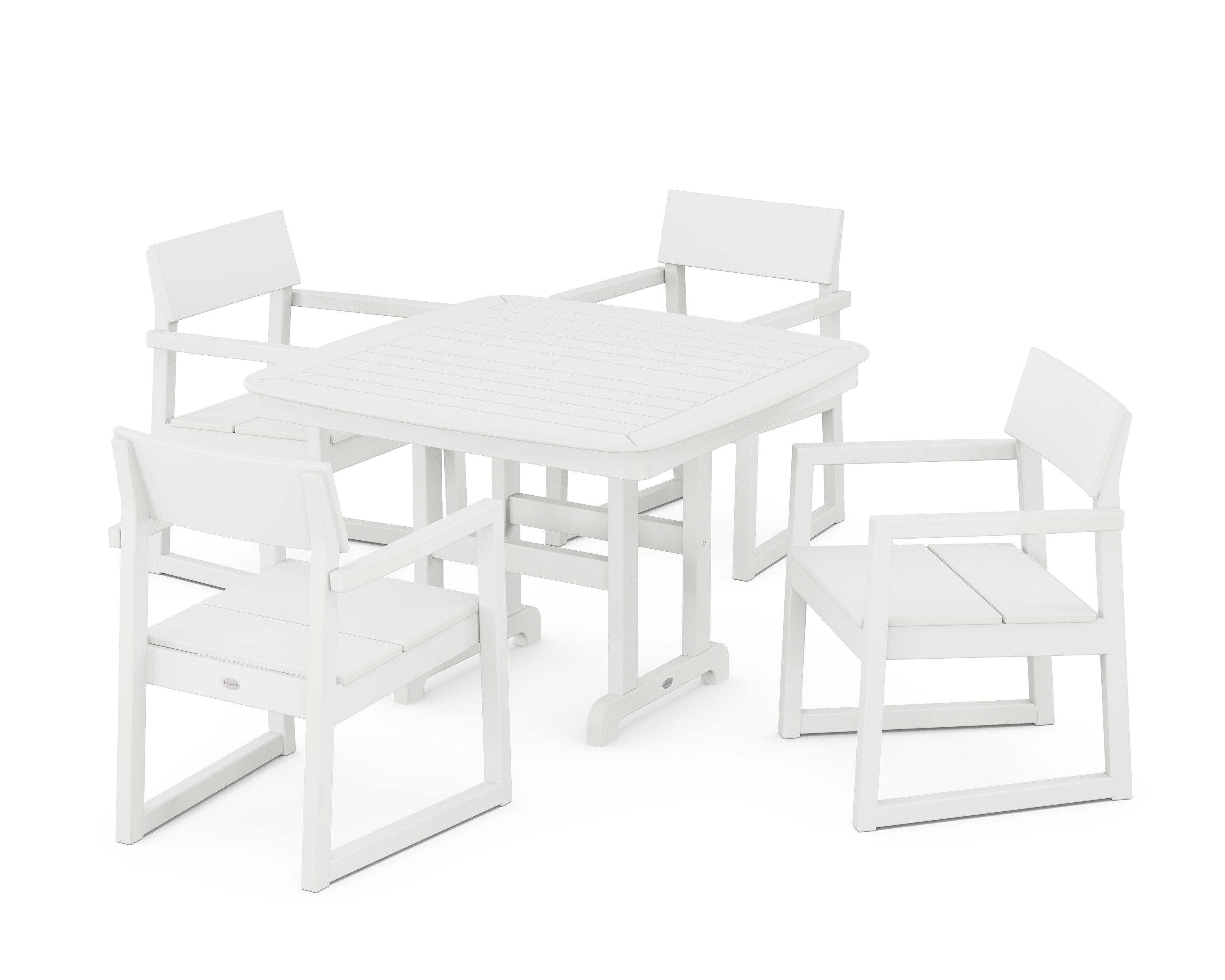 EDGE 5-Piece Dining Set with Trestle Legs in White