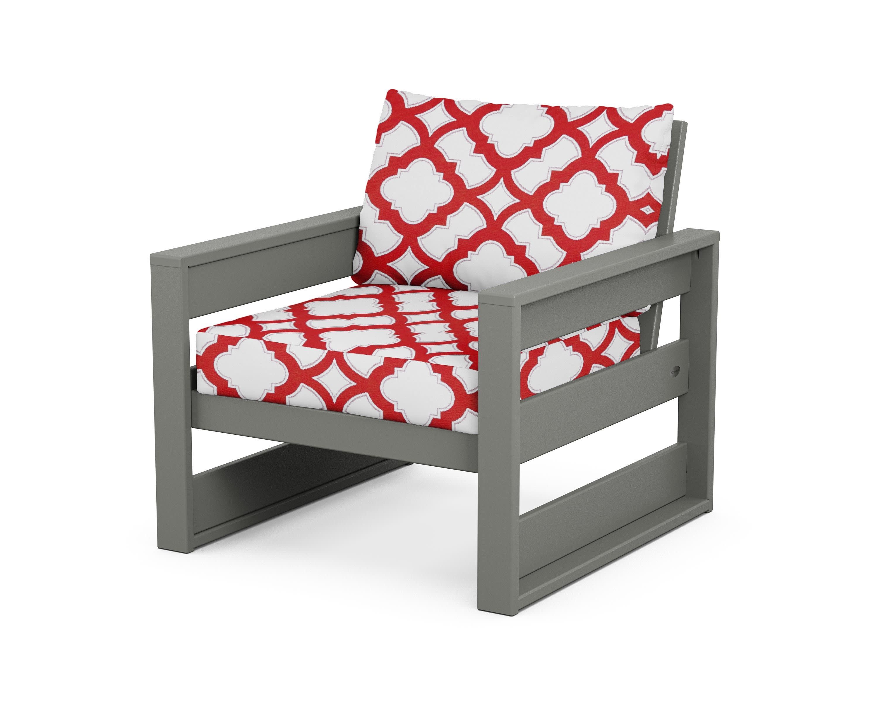 Westport Club Chair in Slate Grey / Trellis Crimson