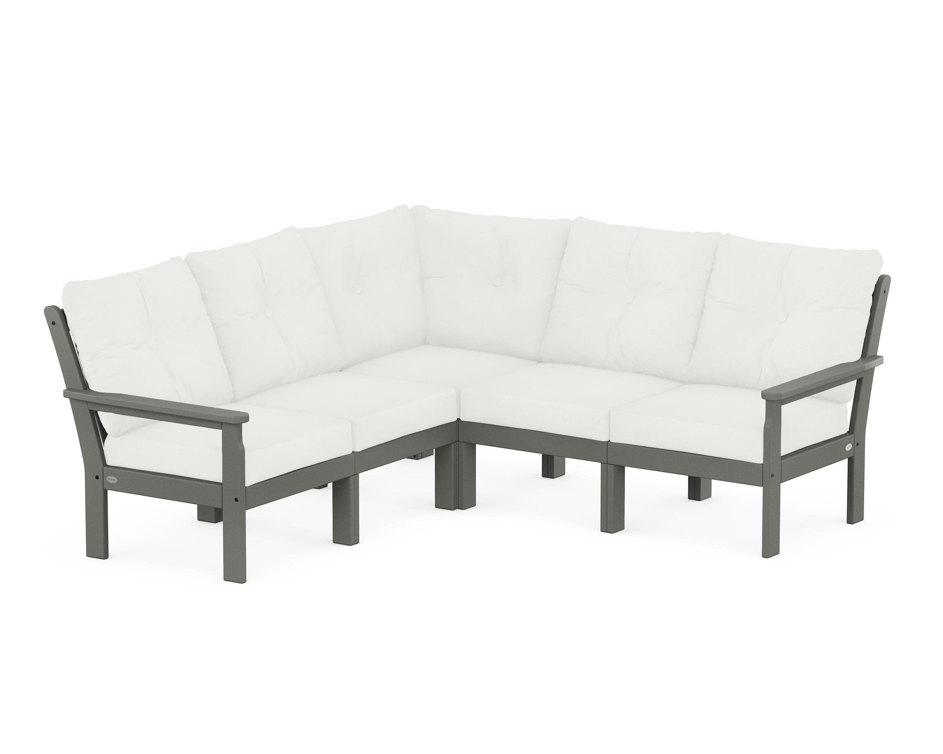 Vineyard 5-Piece Sectional in Slate Grey / Natural Linen