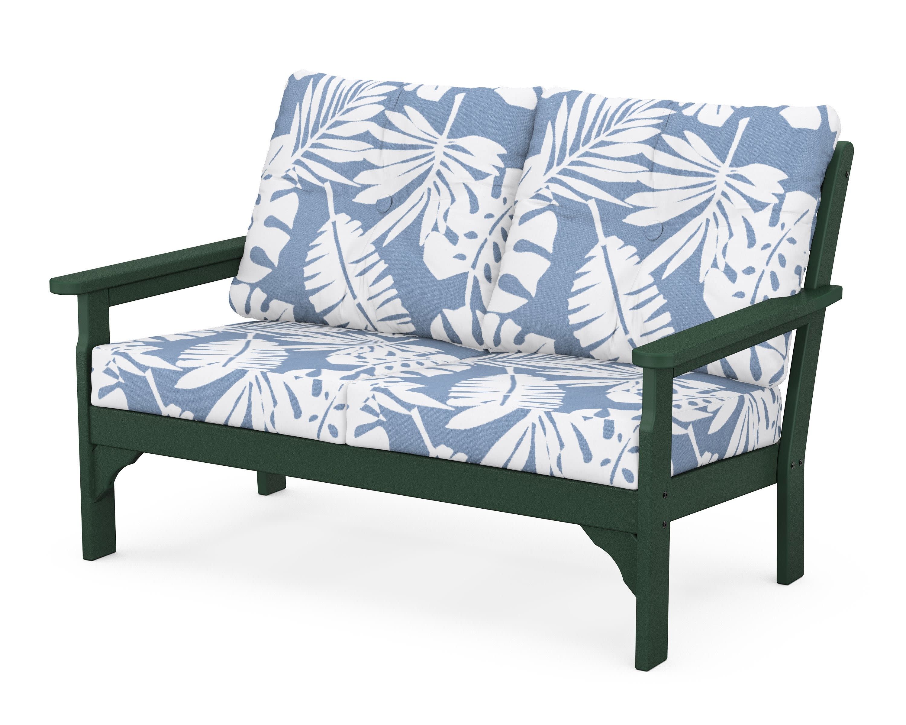 Vineyard Deep Seating Loveseat in Green / Leaf Sky Blue