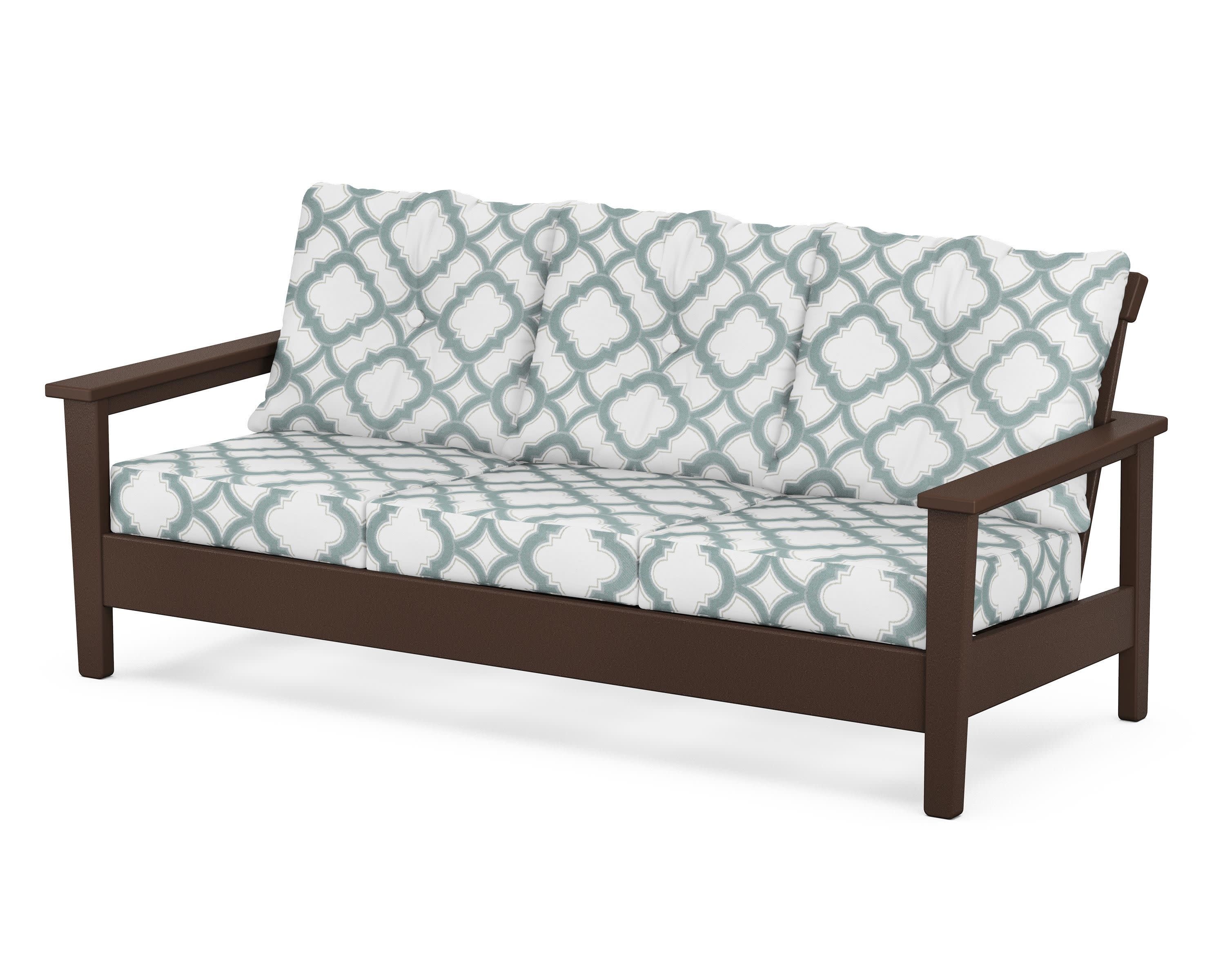 Prescott Deep Seating Sofa in Mahogany / Trellis Glacier Spa
