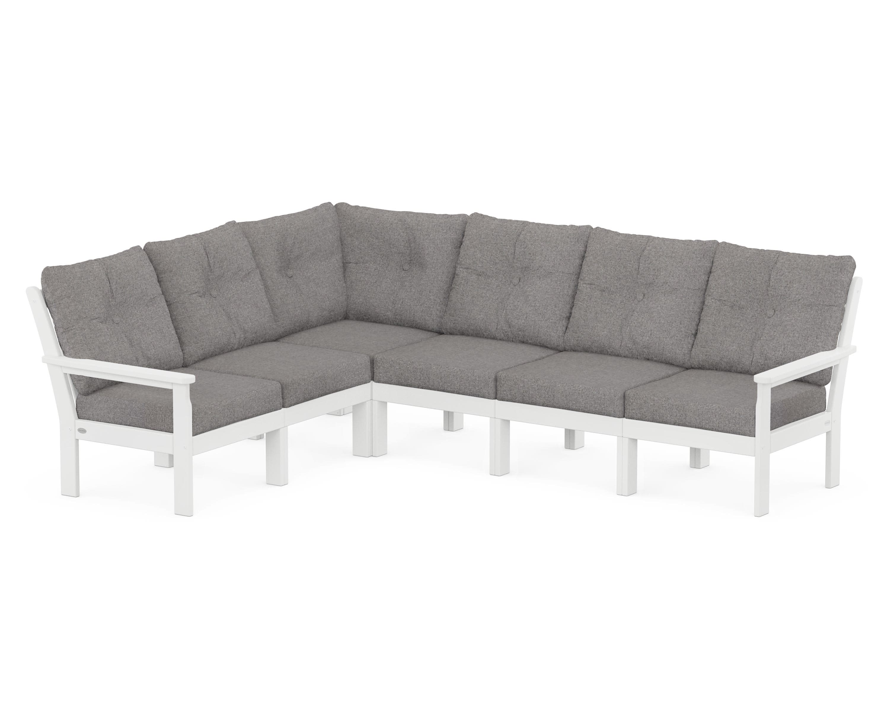 Vineyard 6-Piece Sectional in White / Grey Mist