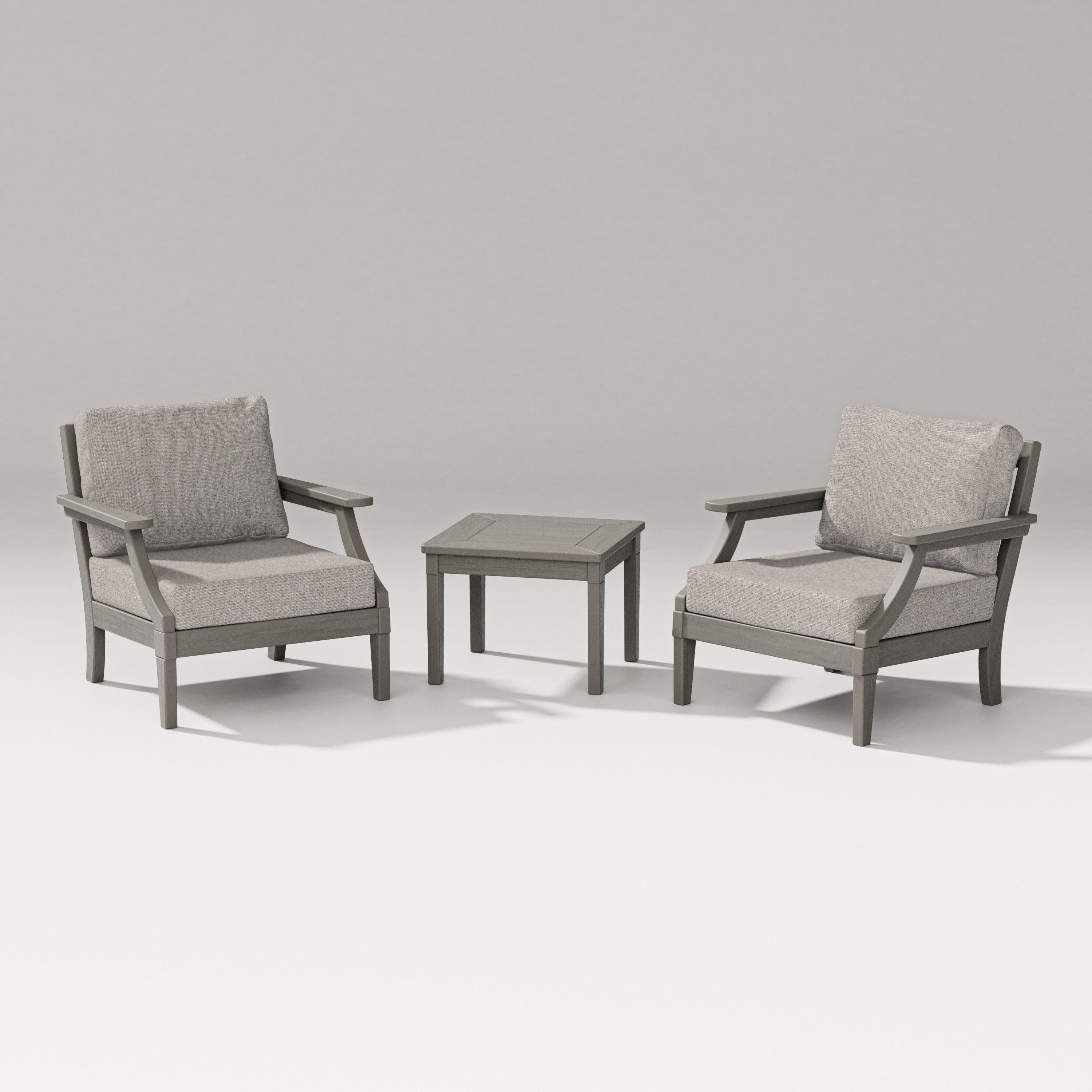 Estate 3-Piece Lounge Chair Set in Driftwood / Weathered Tweed