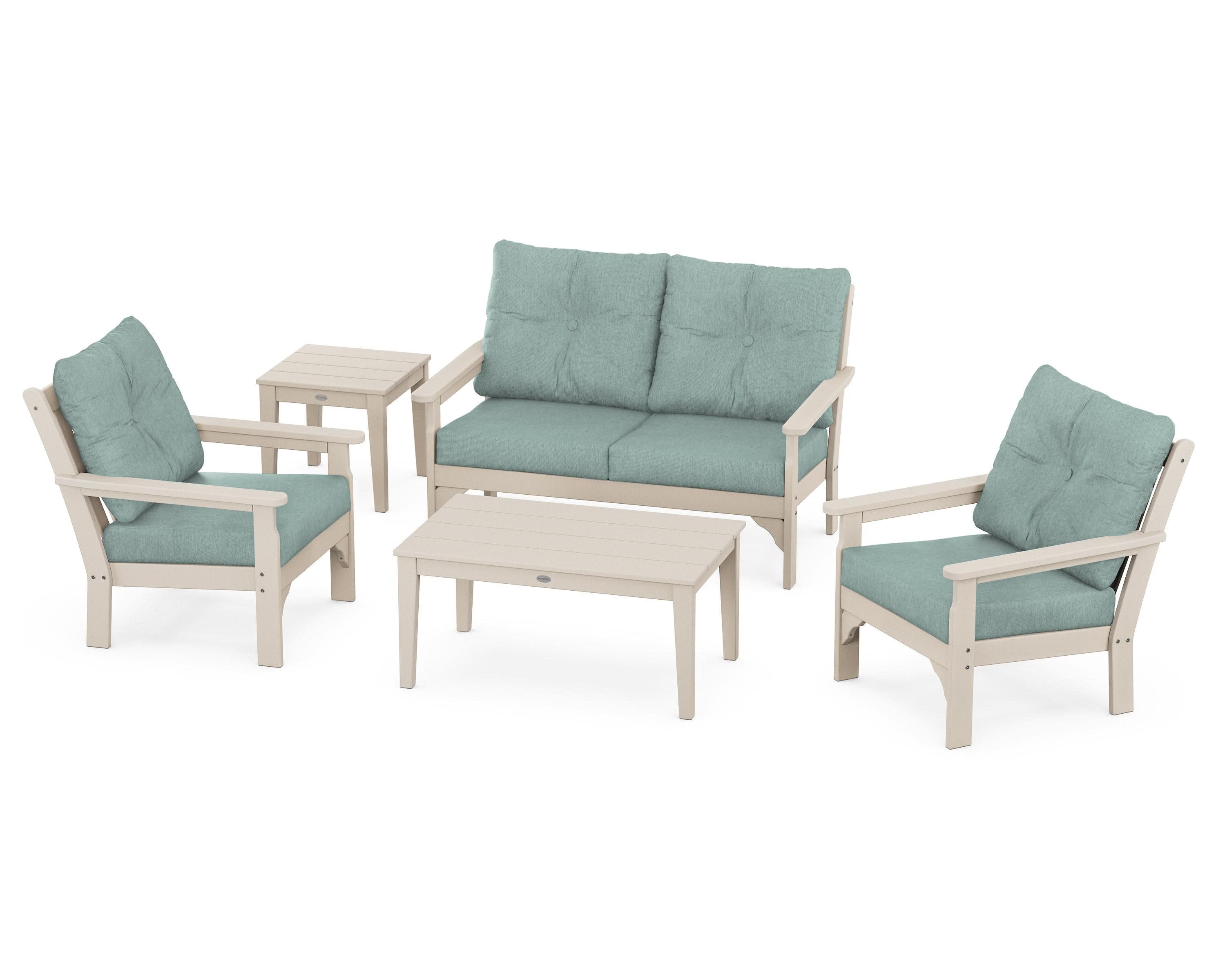 Vineyard 5-Piece Deep Seating Set in Sand / Glacier Spa