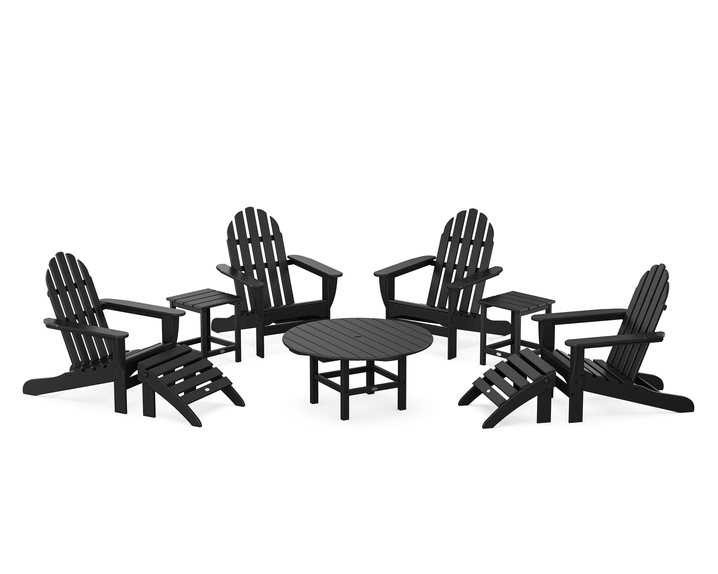 Classic Adirondack Chair 9-Piece Conversation Set in Black
