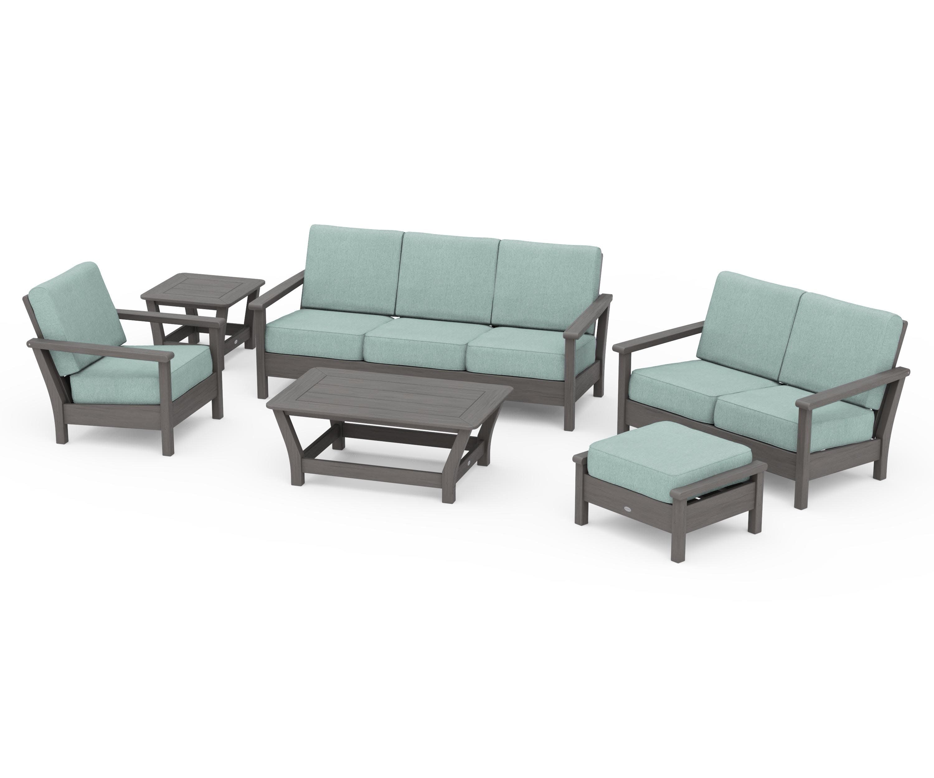 Harbour 6-Piece Outdoor Living Set in Driftwood / Glacier Spa