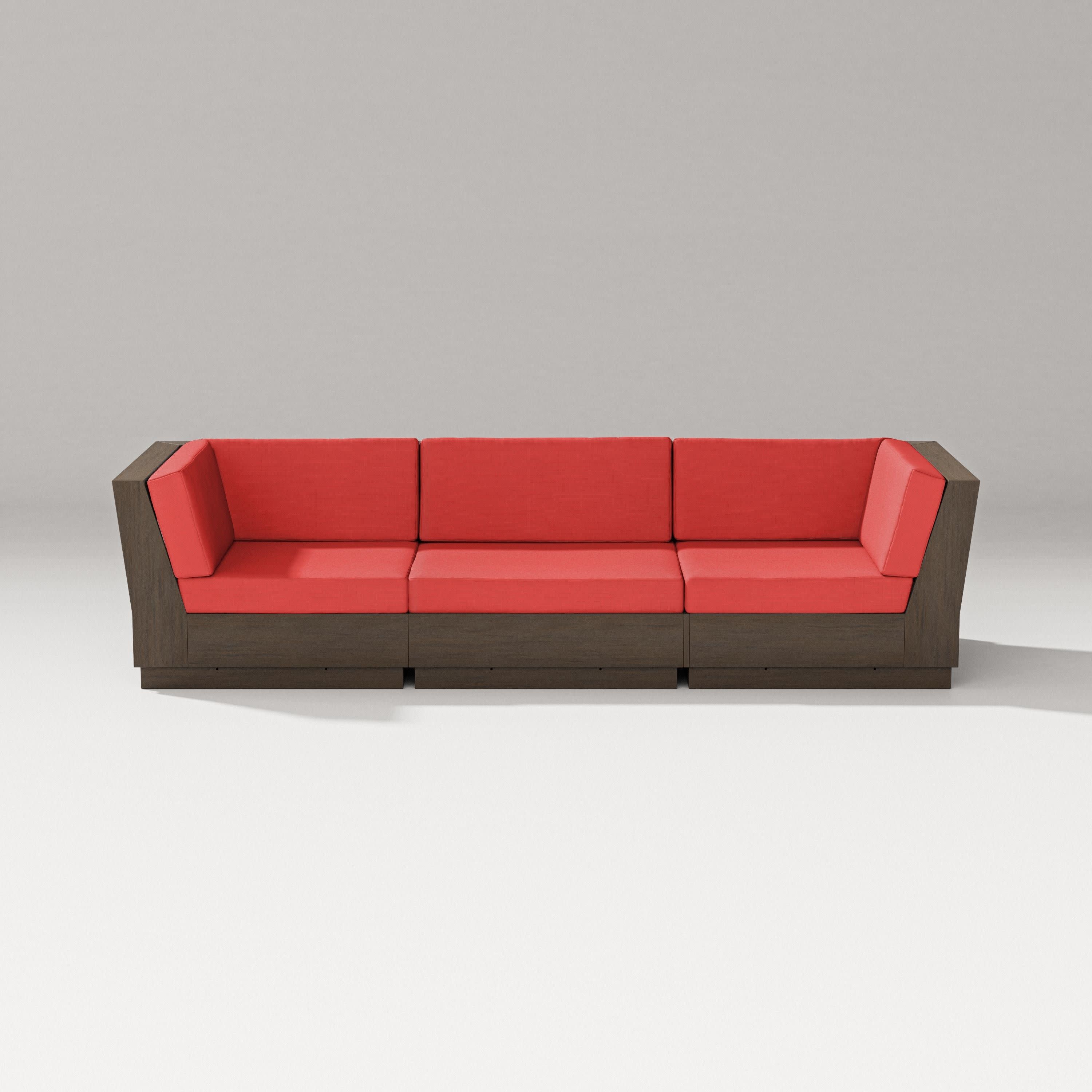 Elevate Sofa Sectional in Kona / Crimson Linen