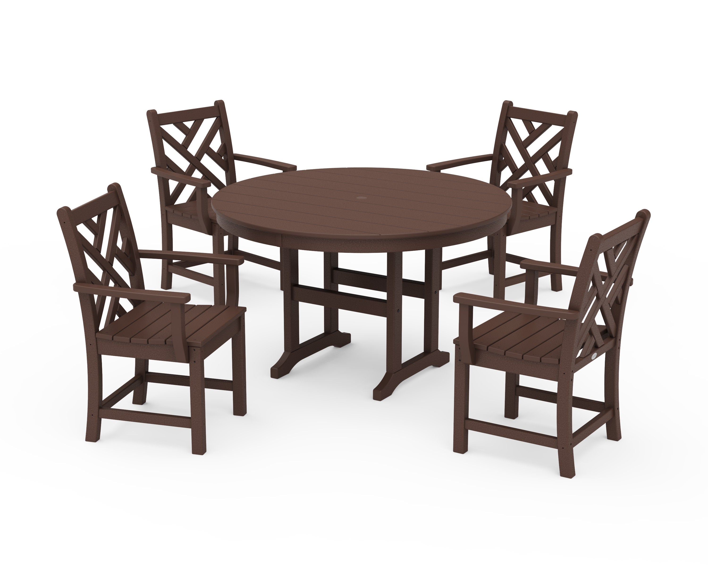 Chippendale 5-Piece Round Farmhouse Dining Set in Mahogany
