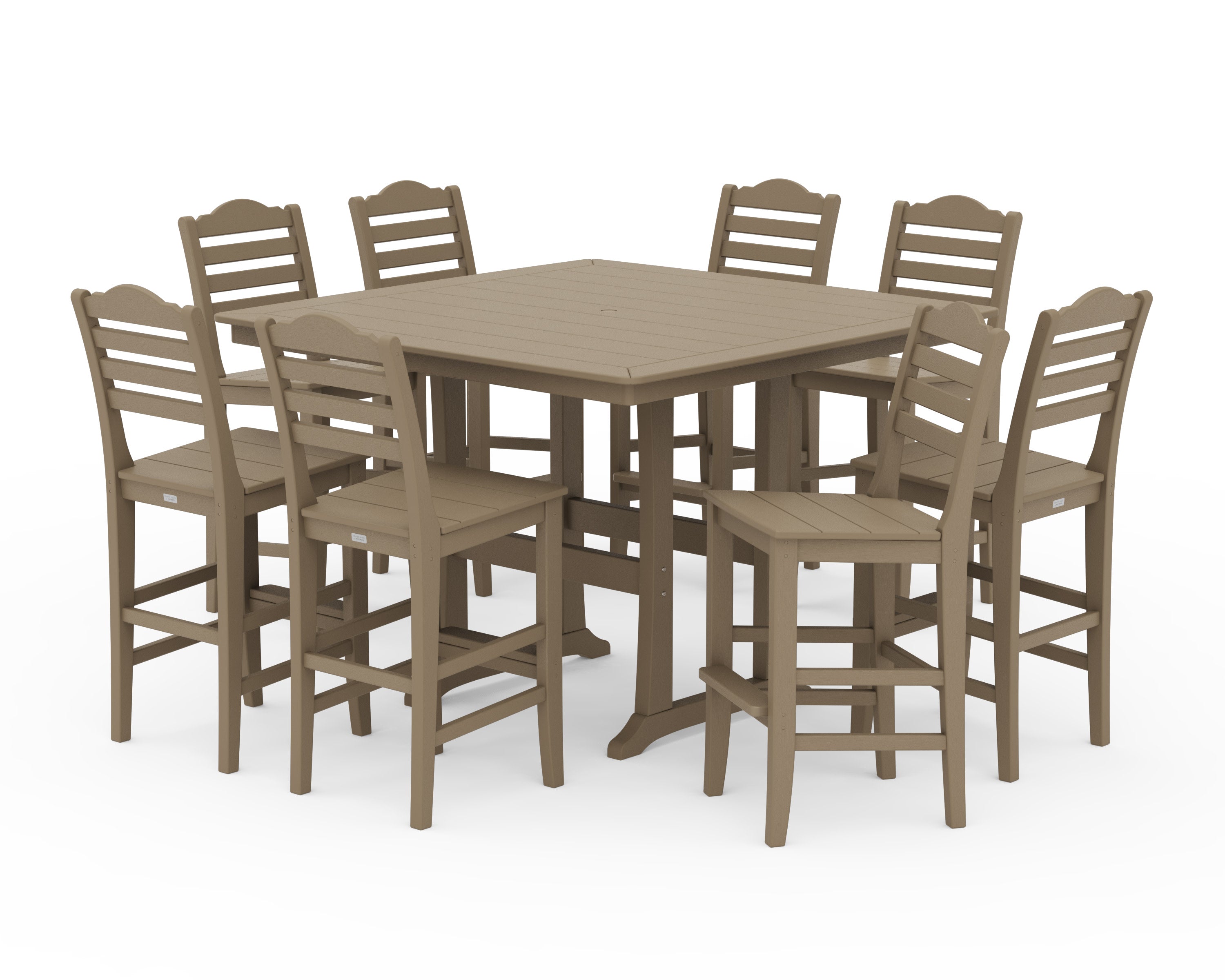 Savannah Side Chair 9-Piece Square Bar Set with Trestle Legs in Vintage Sahara