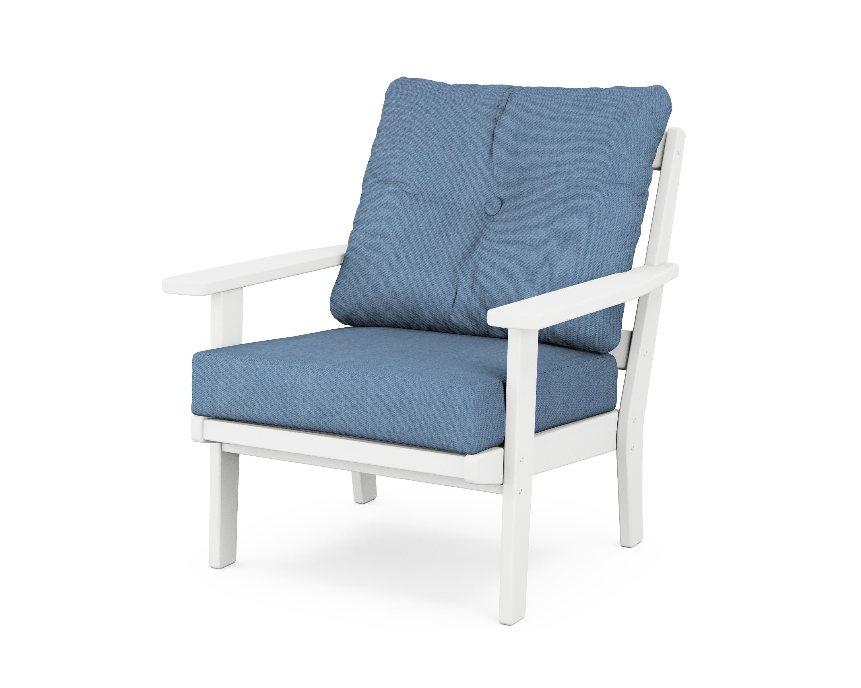 Oxford Deep Seating Chair in White / Sky Blue