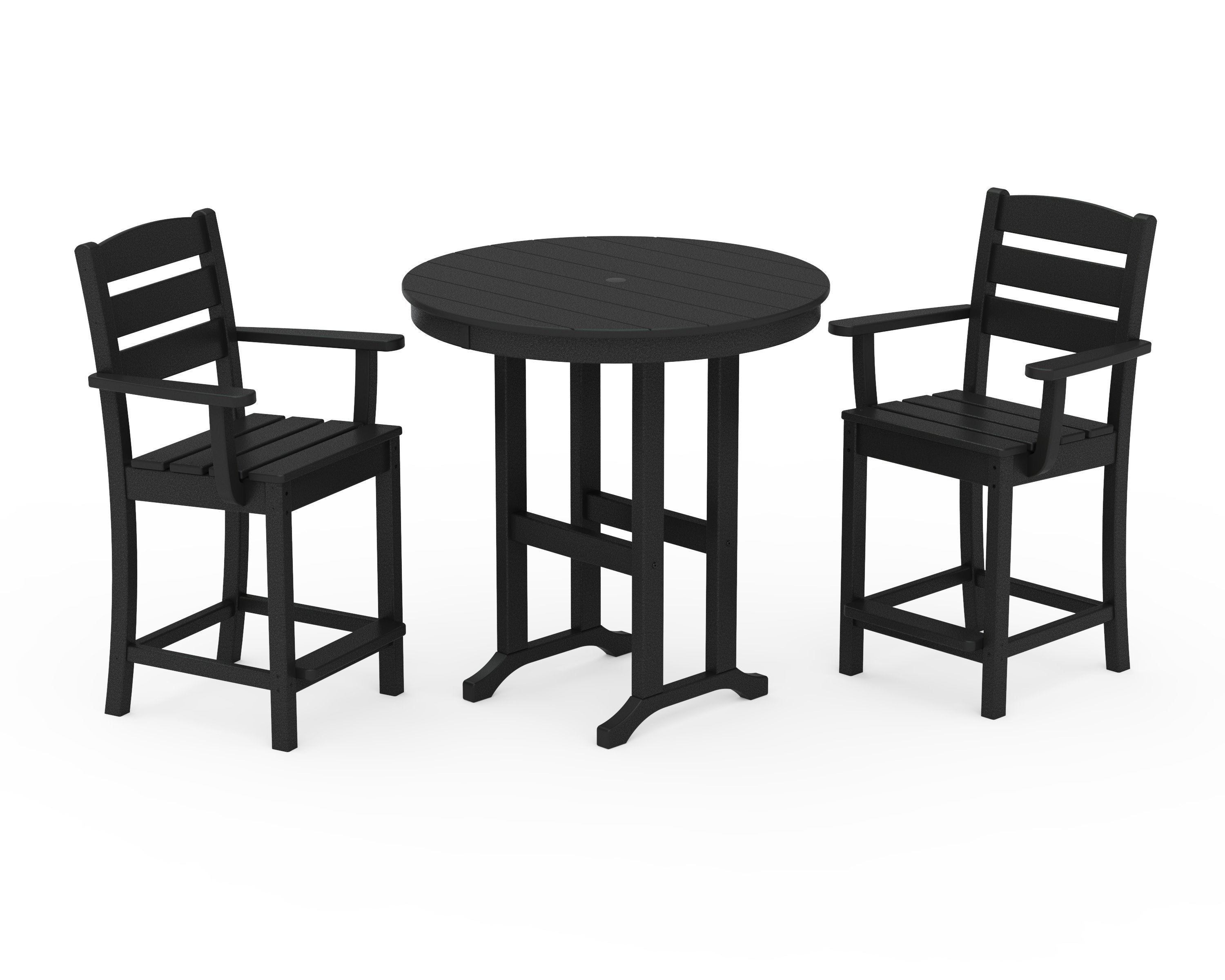 Lakeside 3-Piece Round Farmhouse Arm Chair Counter Set in Black