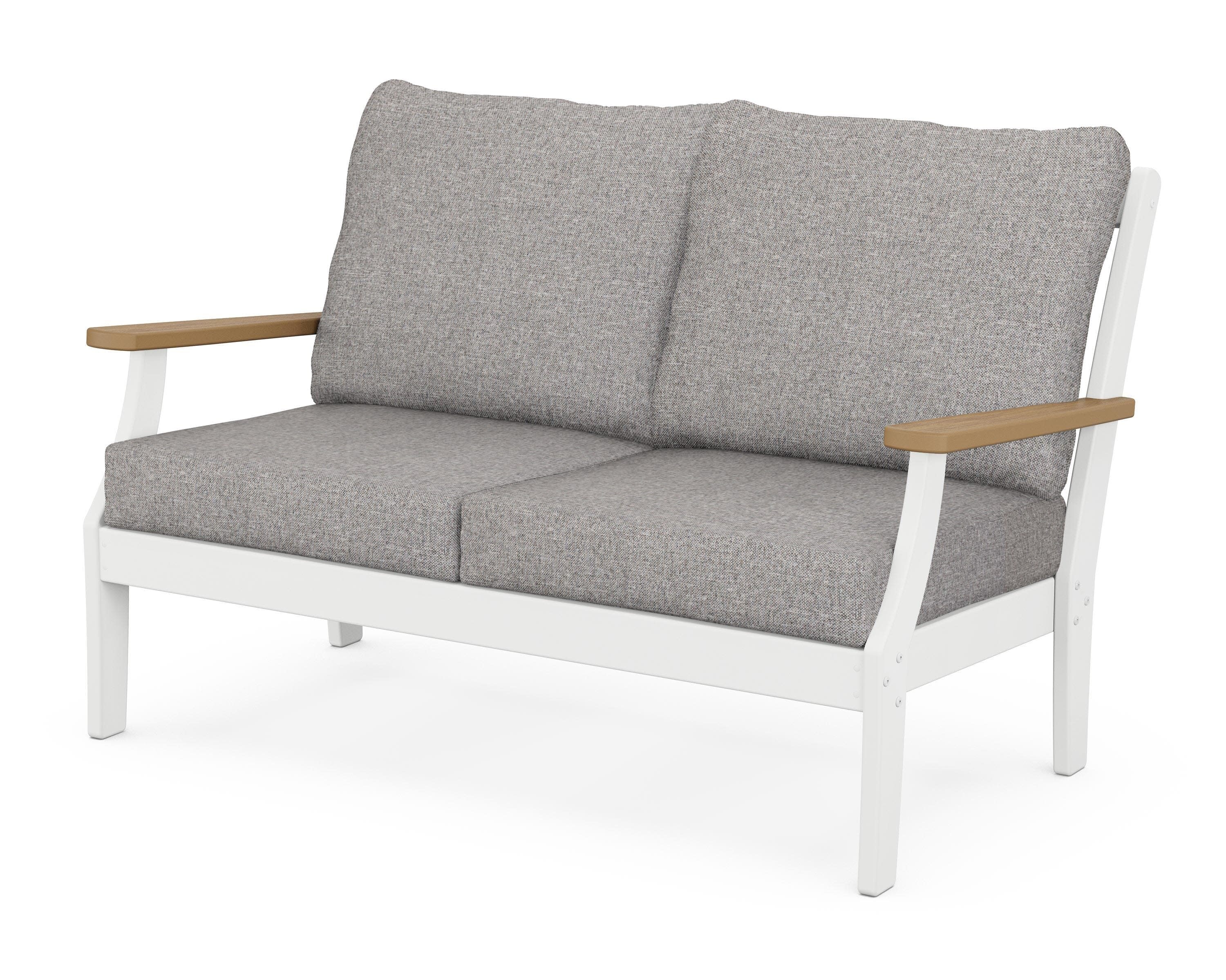 Braxton Deep Seating Loveseat in White / Natural / Grey Mist