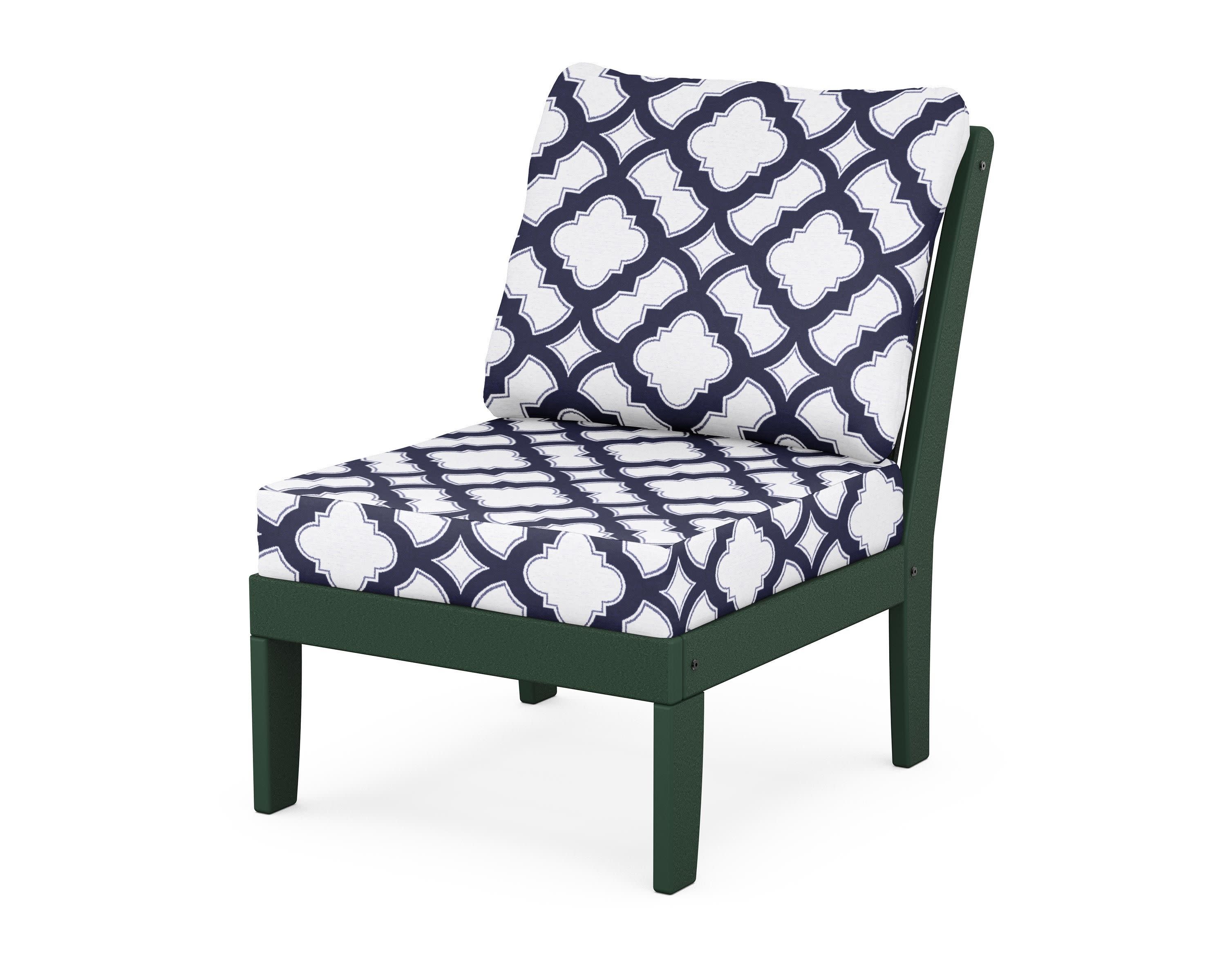Braxton Modular Armless Chair in Green / Trellis Navy
