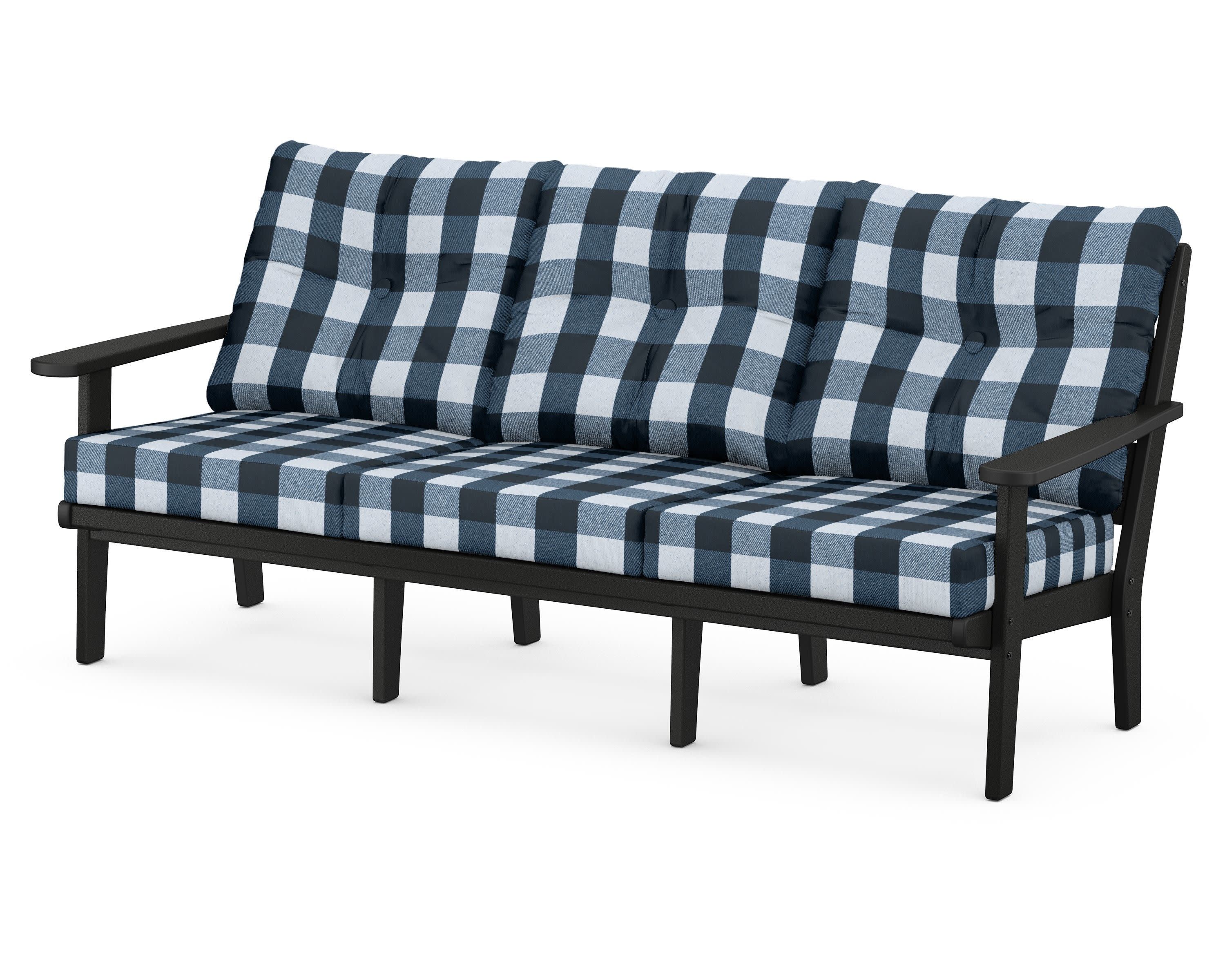 Lakeside Deep Seating Sofa in Black / Buffalo Plaid Marine Indigo