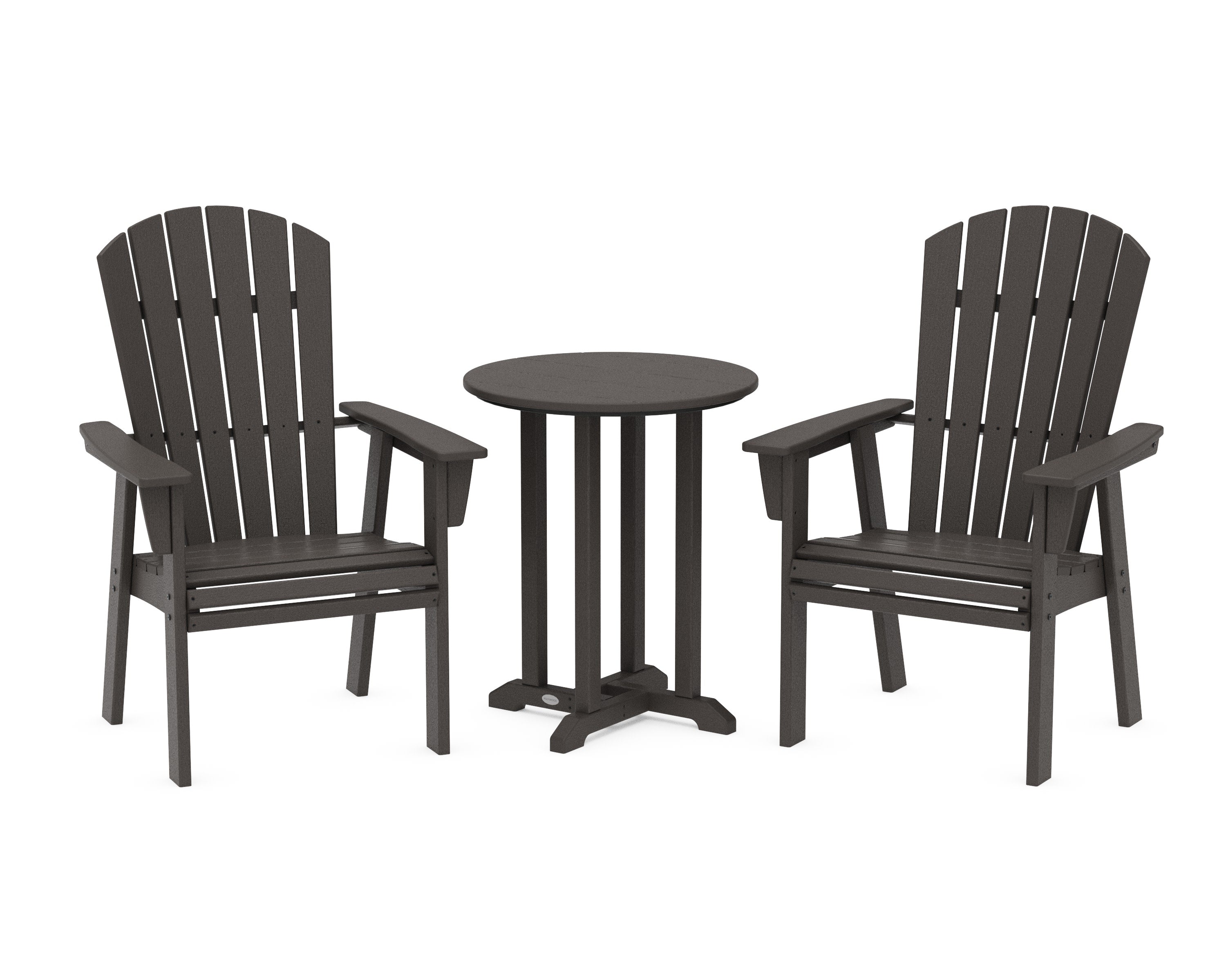 Nautical Adirondack 3-Piece Round Bistro Dining Set in Vintage Coffee