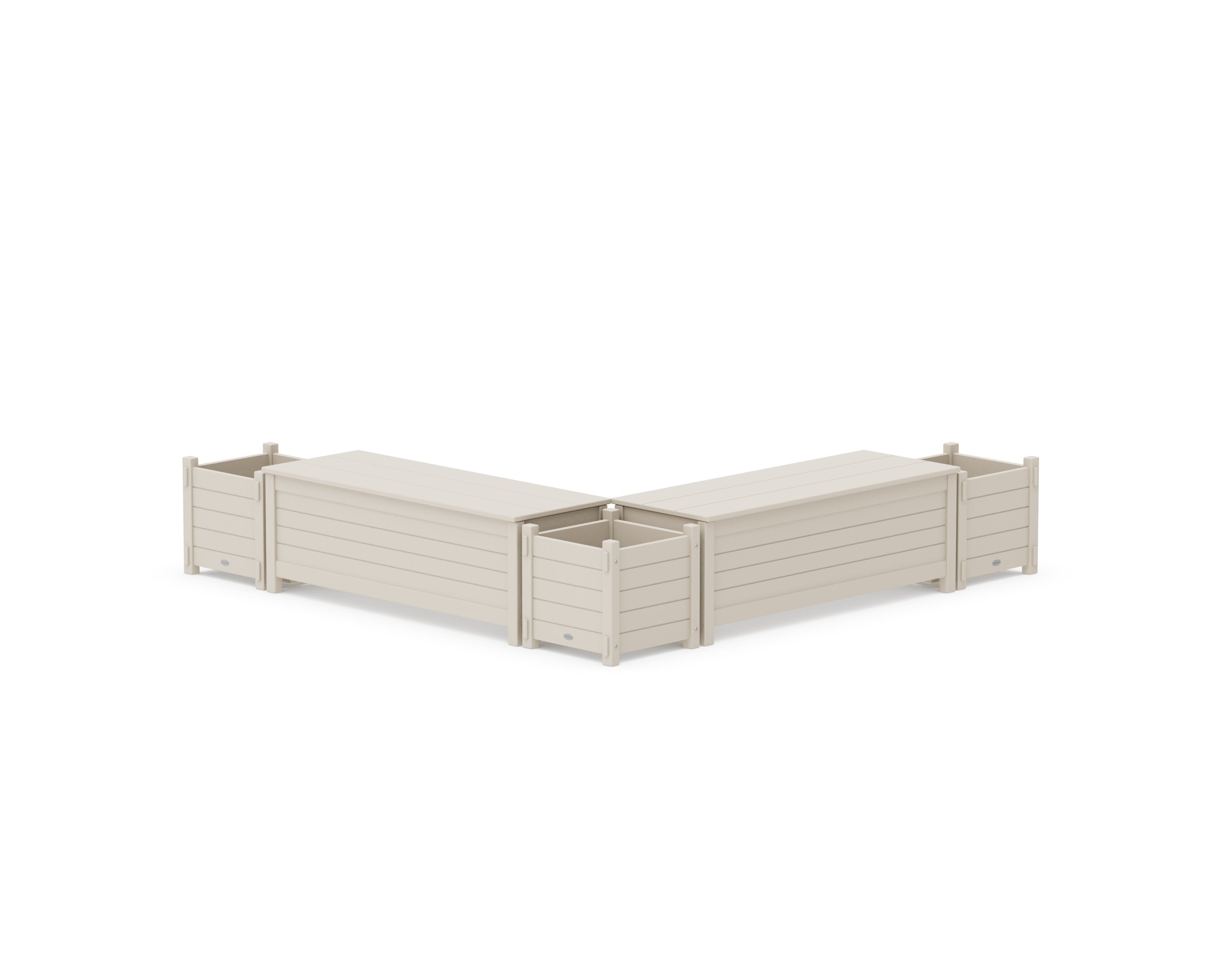 48" Nautical L- Shaped Planter Storage Bench Corner Set in Sand