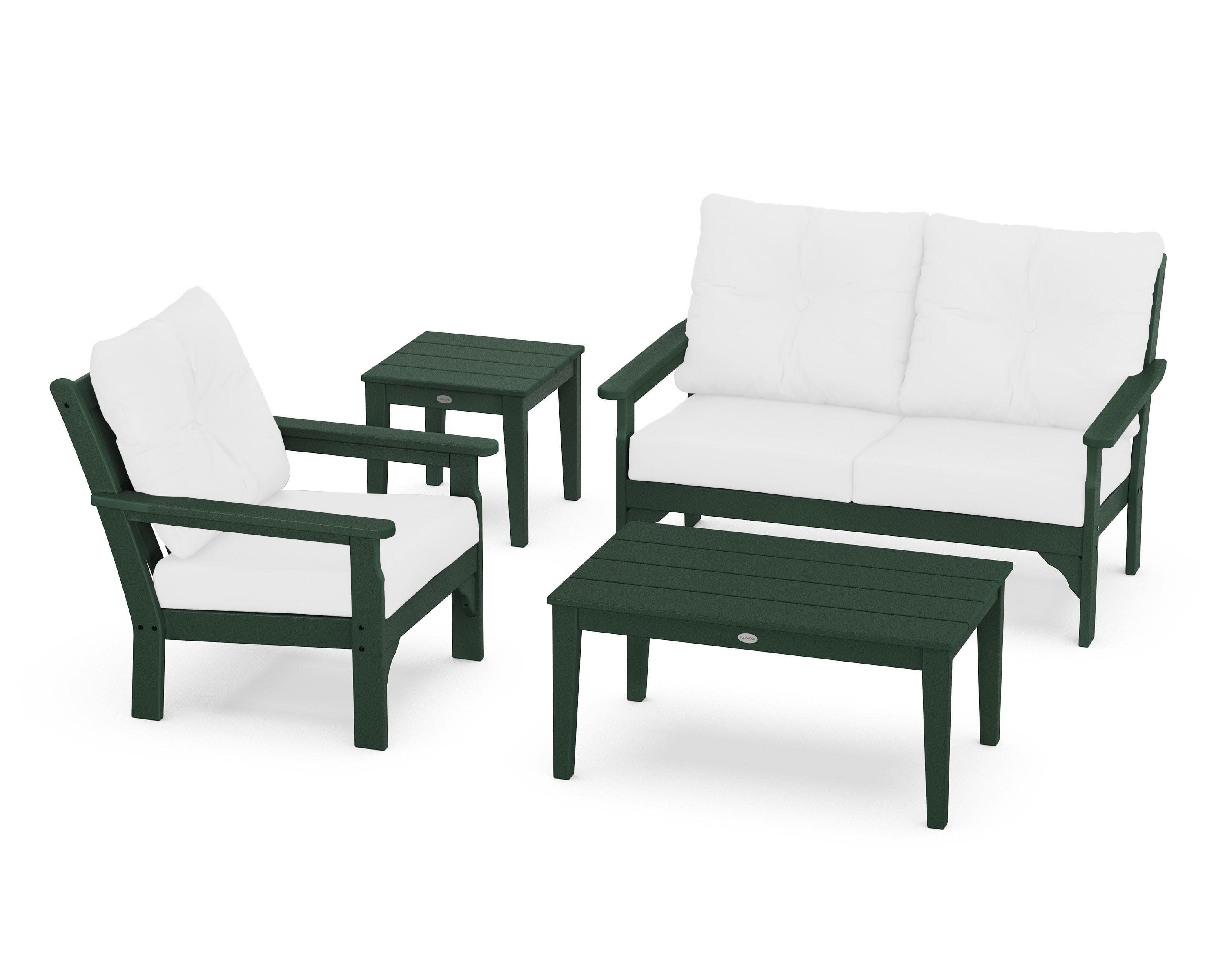 Vineyard 4-Piece Deep Seating Set in Green / Natural