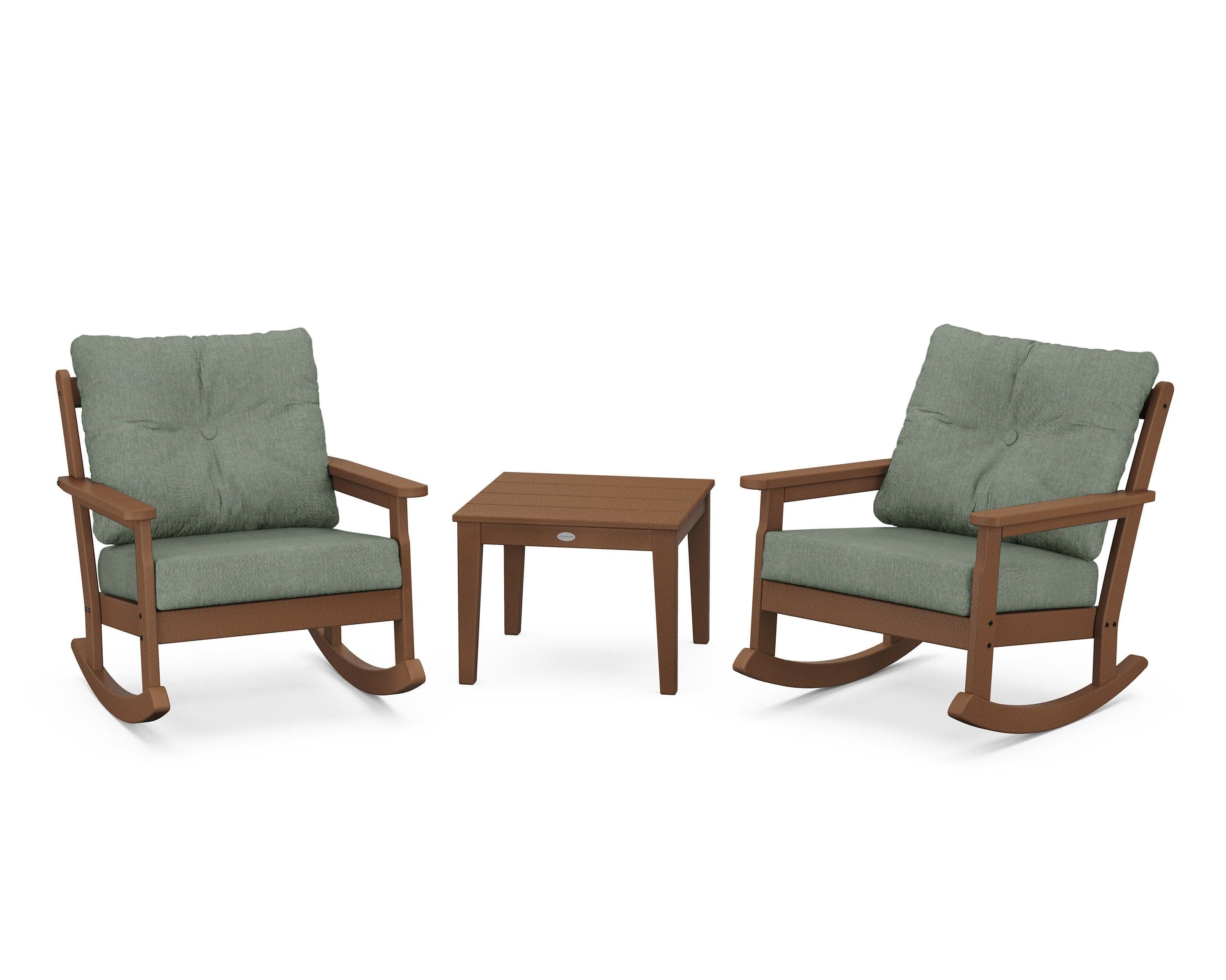 Vineyard 3-Piece Deep Seating Rocker Set in Teak / Cast Sage