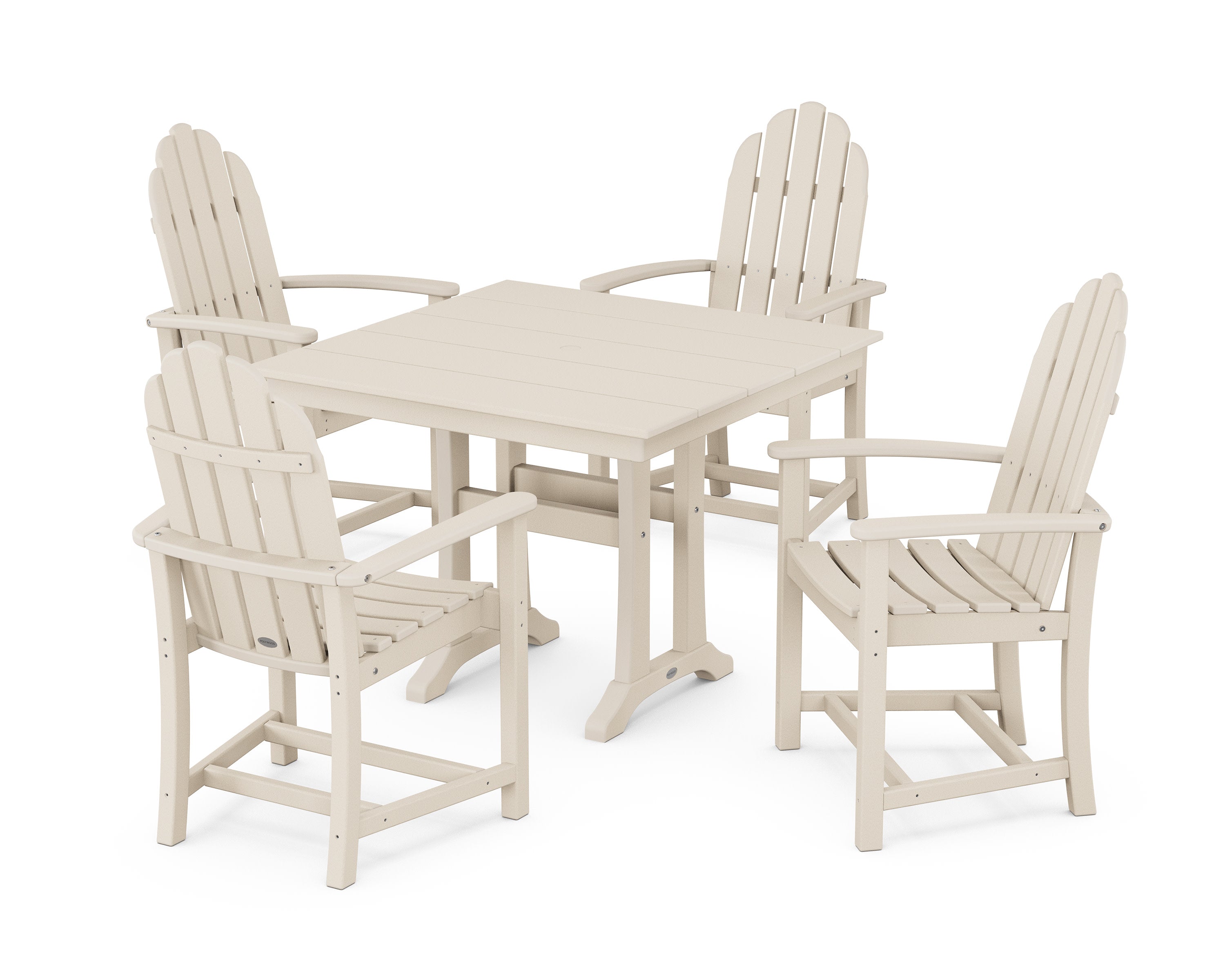 Classic Adirondack 5-Piece Farmhouse Dining Set With Trestle Legs in Sand