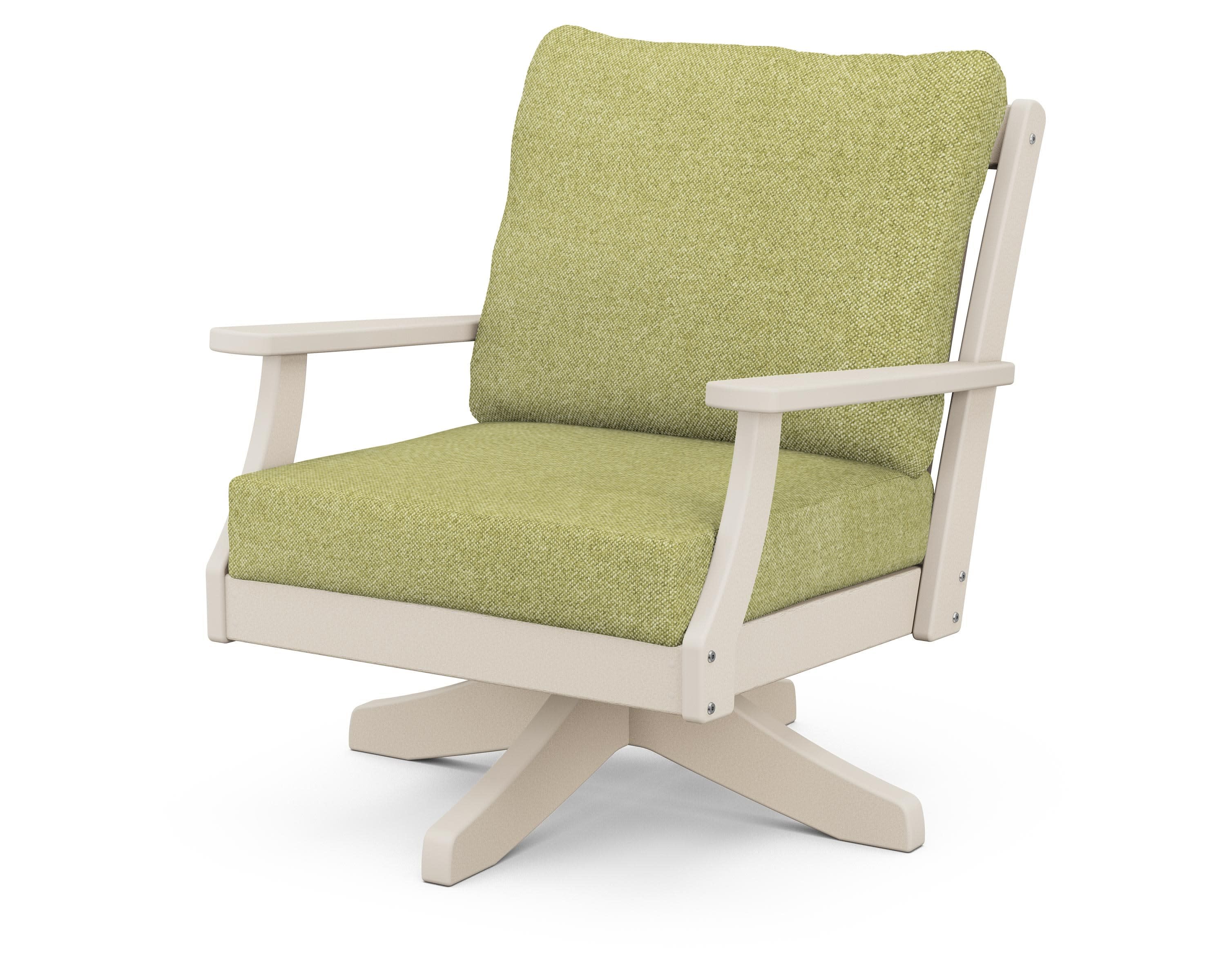 Braxton Deep Seating Swivel Chair in Sand / Chartreuse Boucle