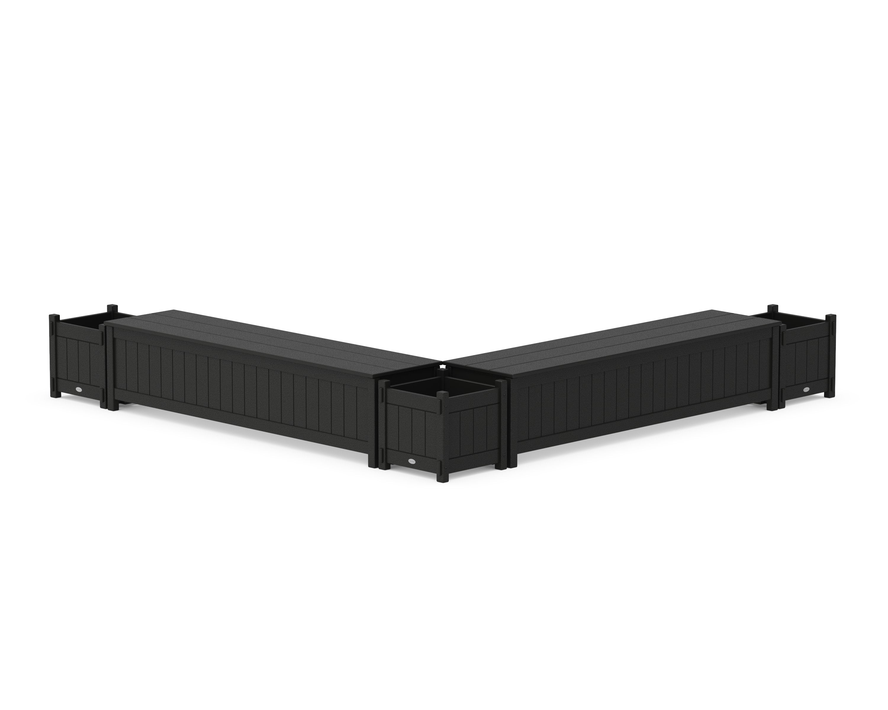 72" Vineyard L- Shaped Planter Storage Bench Corner Set in Black