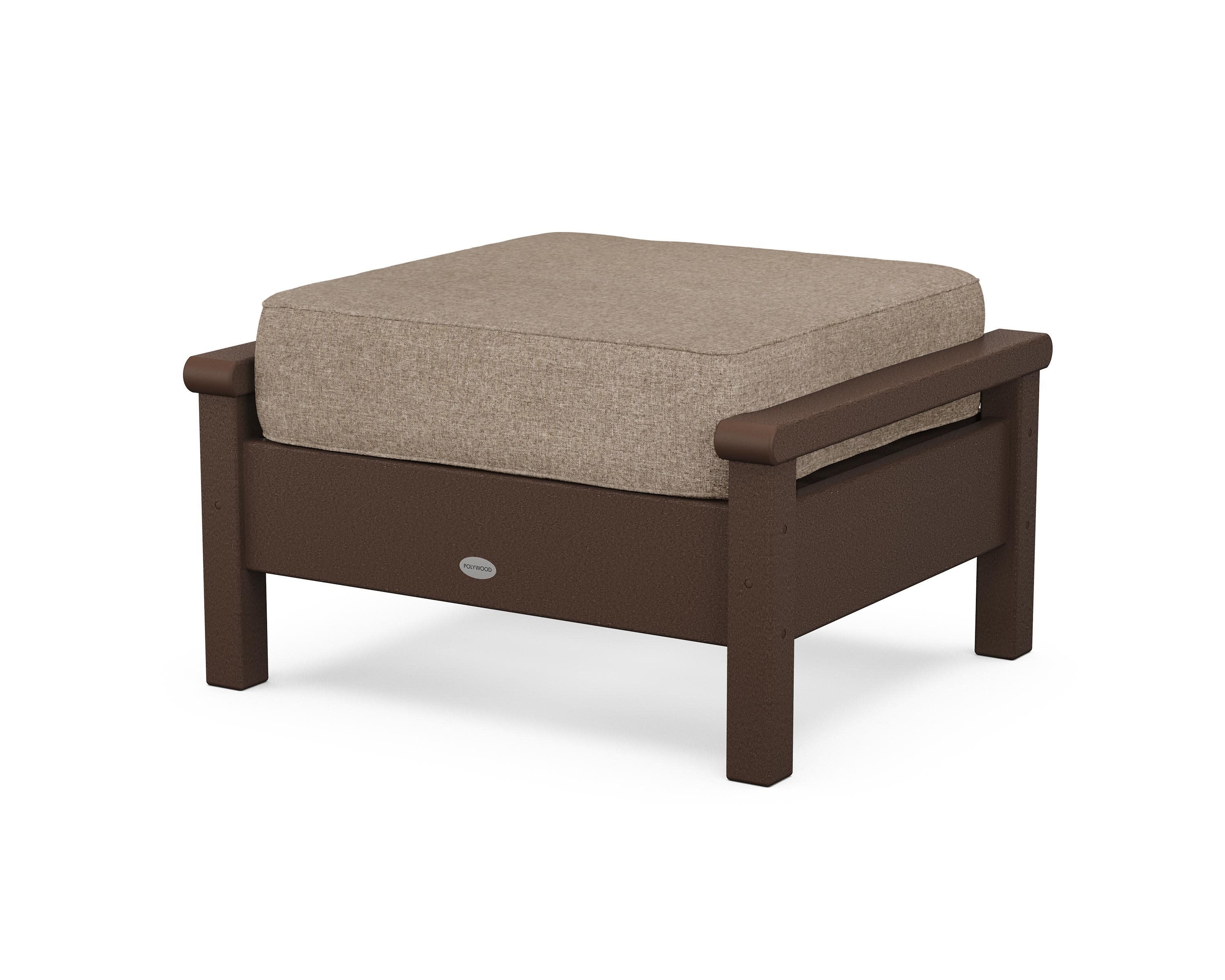Harbour Deep Seating Ottoman in Mahogany / Spiced Burlap