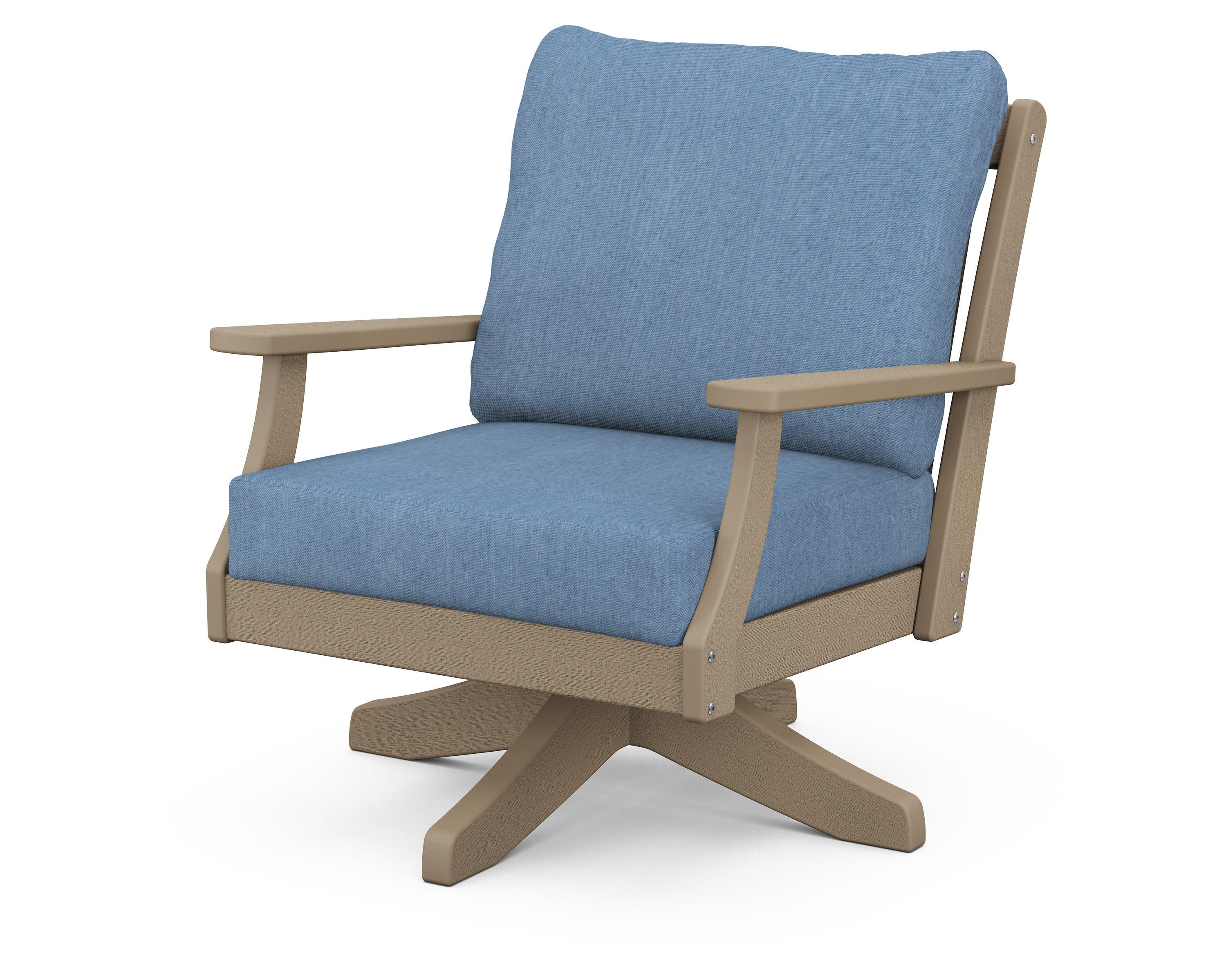 Braxton Deep Seating Swivel Chair in Vintage Sahara / Sky Blue