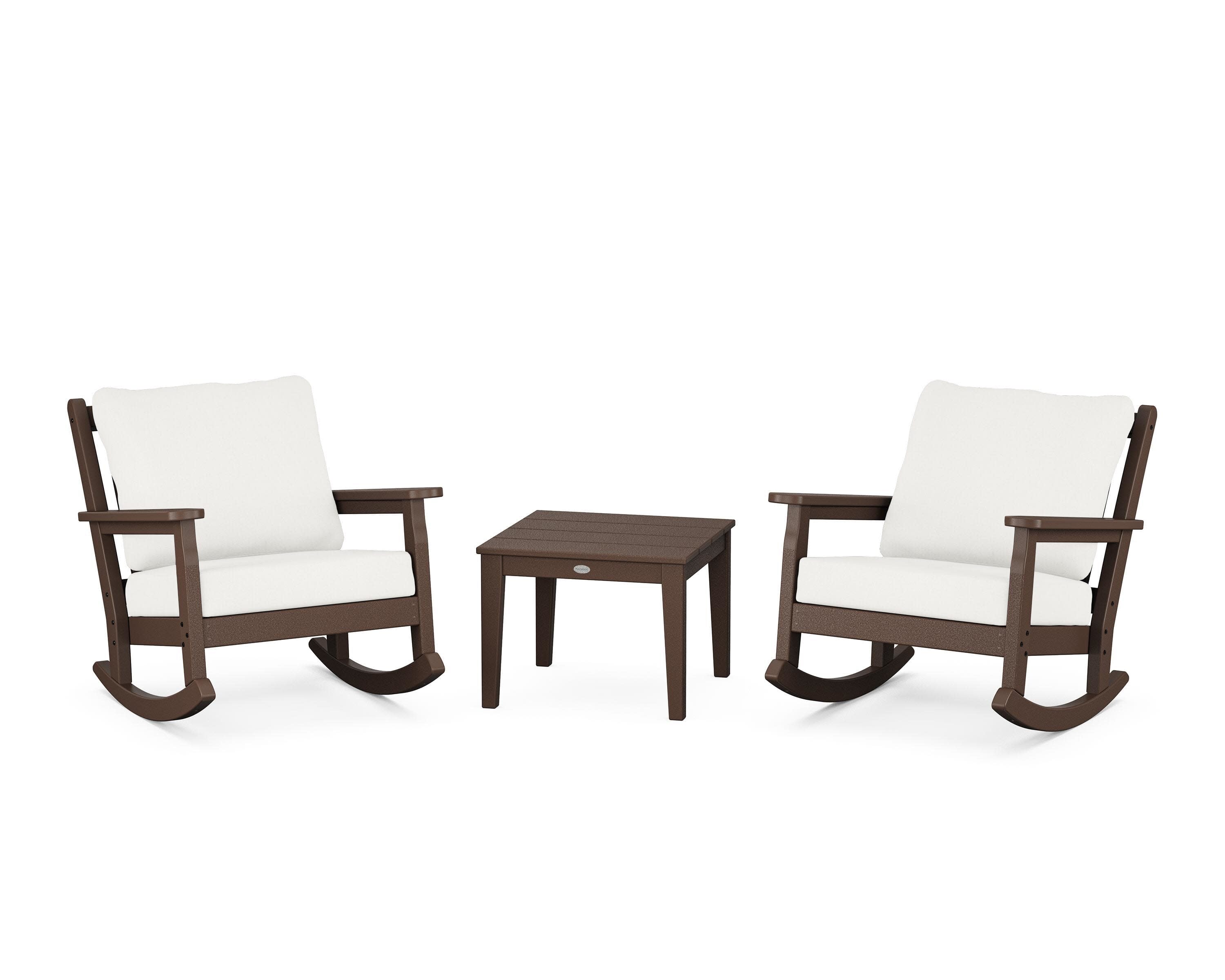 Chippendale 3-Piece Deep Seating Rocker Set in Mahogany / Natural Linen