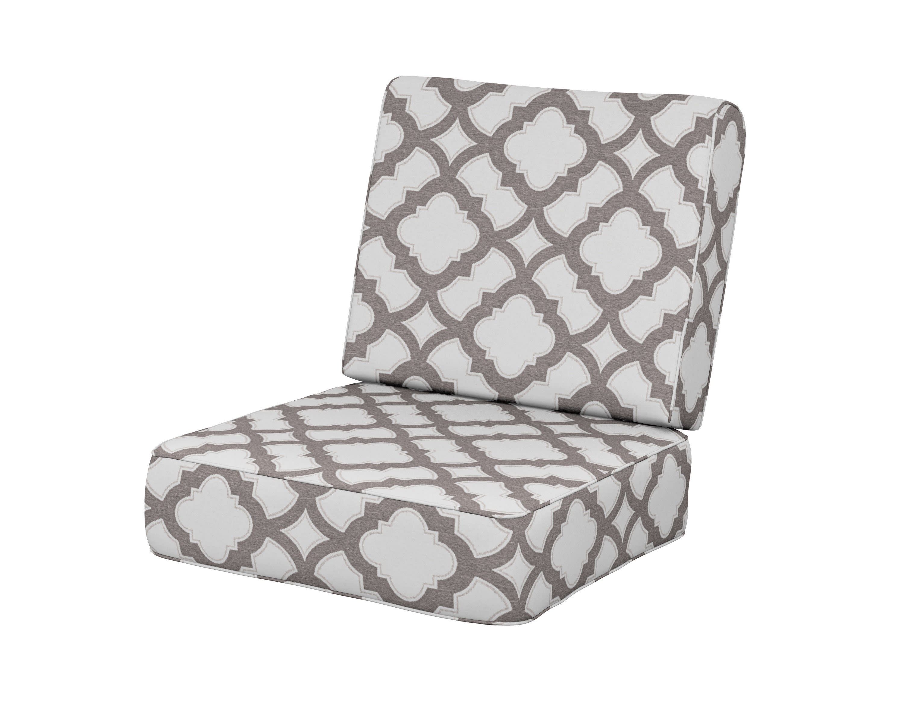 Ateeva Harbour Seat and Back Cushion in Trellis Grey Mist