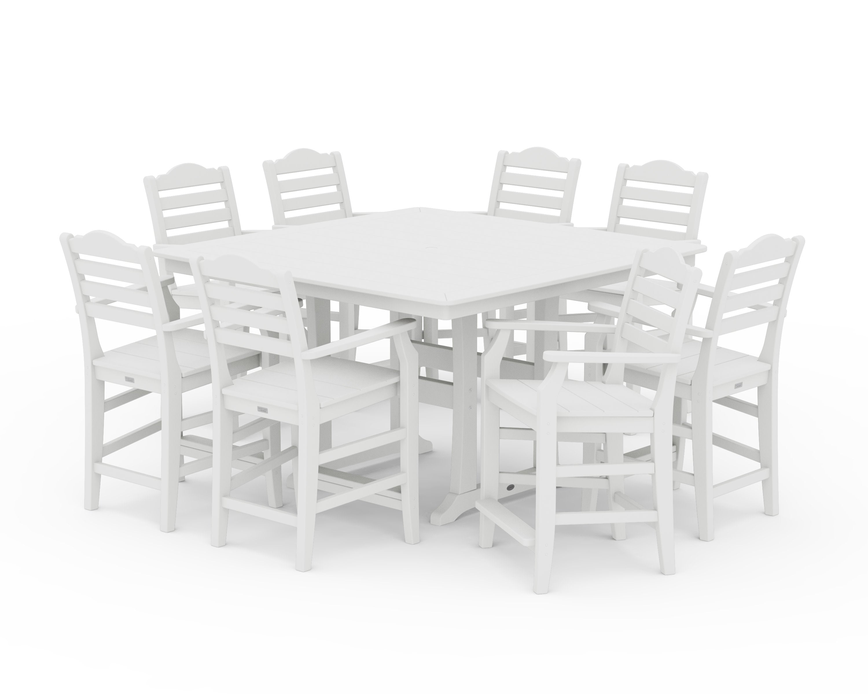 Savannah 9-Piece Square Counter Set with Trestle Legs in White