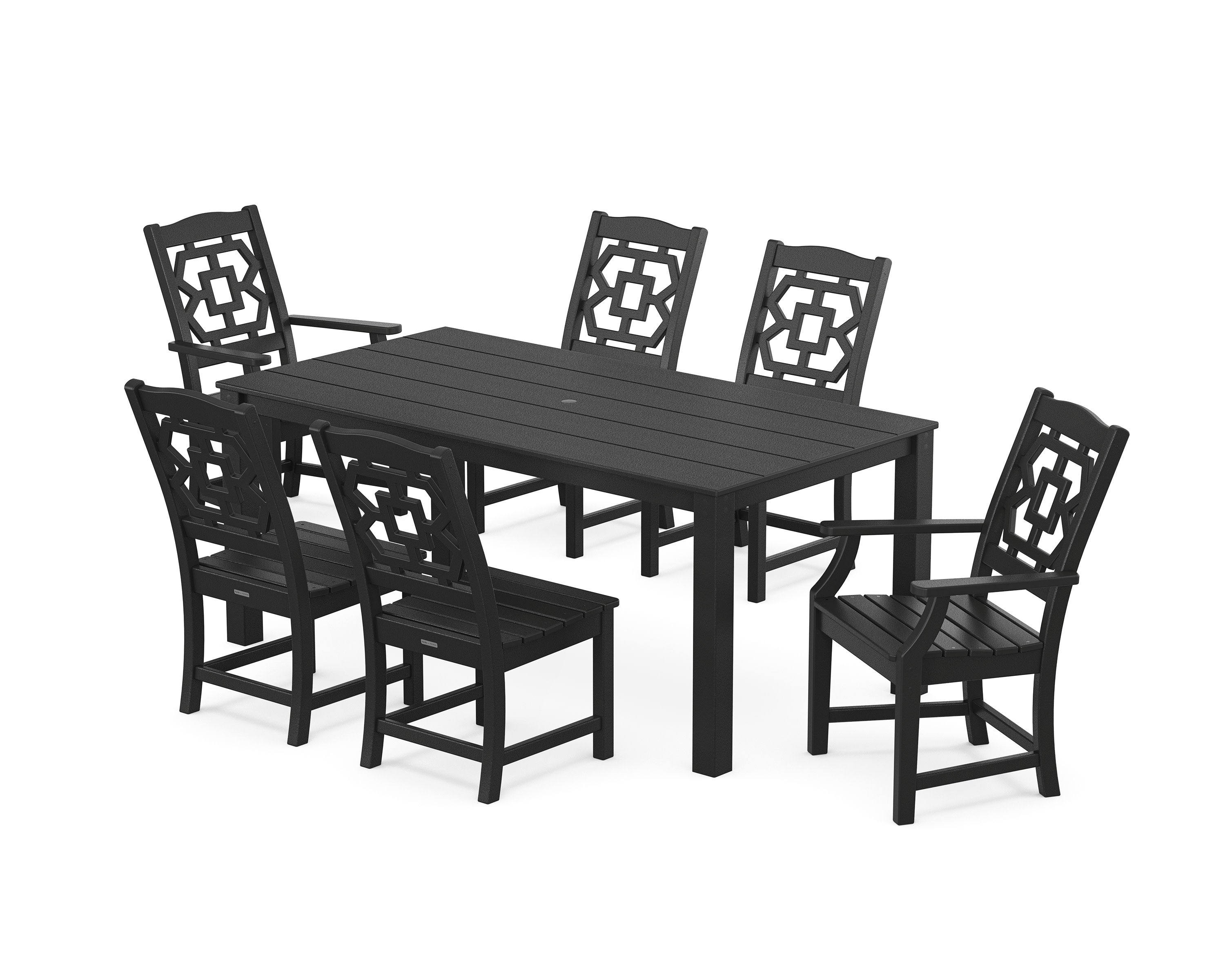 Chinoiserie 7-Piece Parsons Dining Set in Black