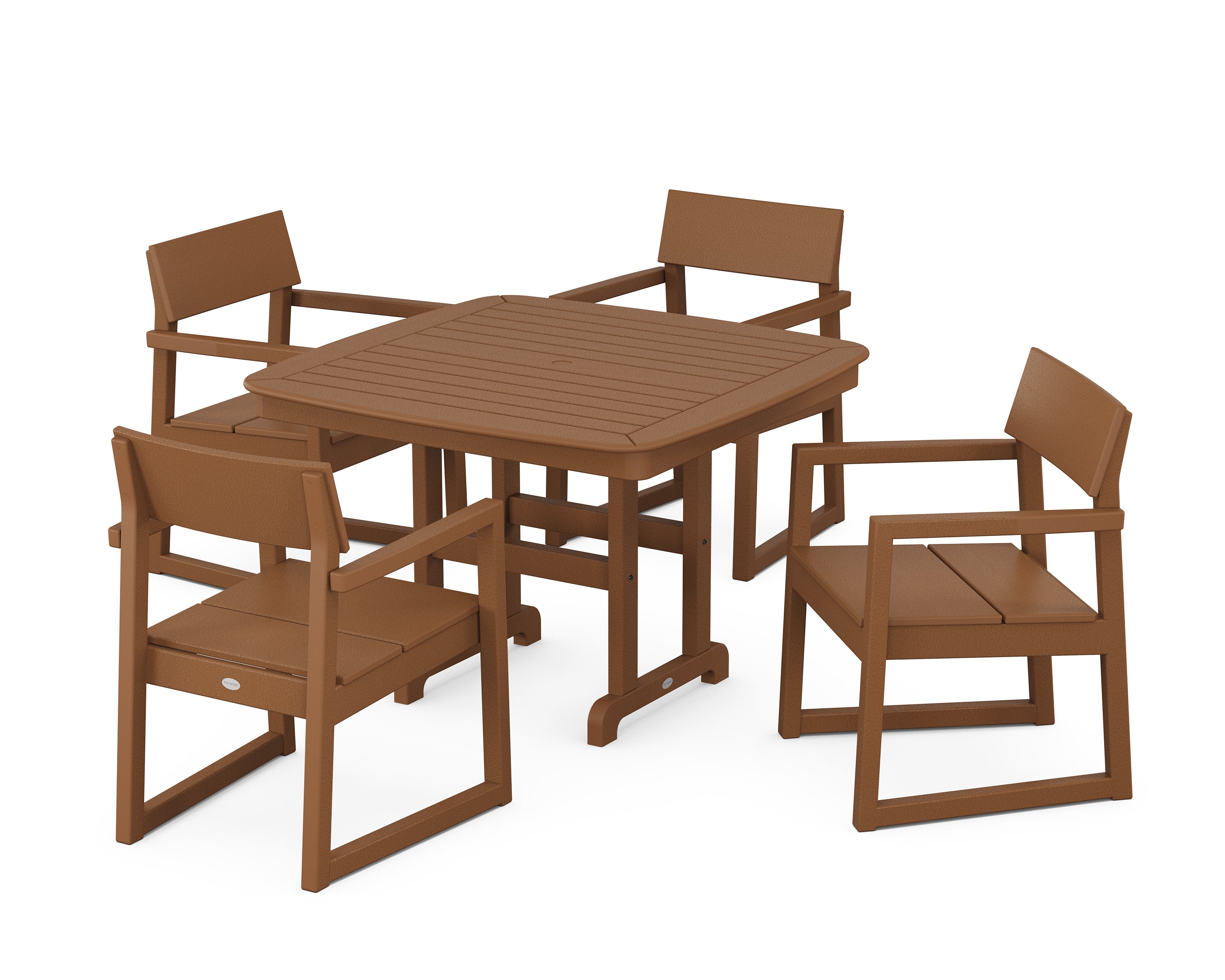 EDGE 5-Piece Dining Set with Trestle Legs in Teak