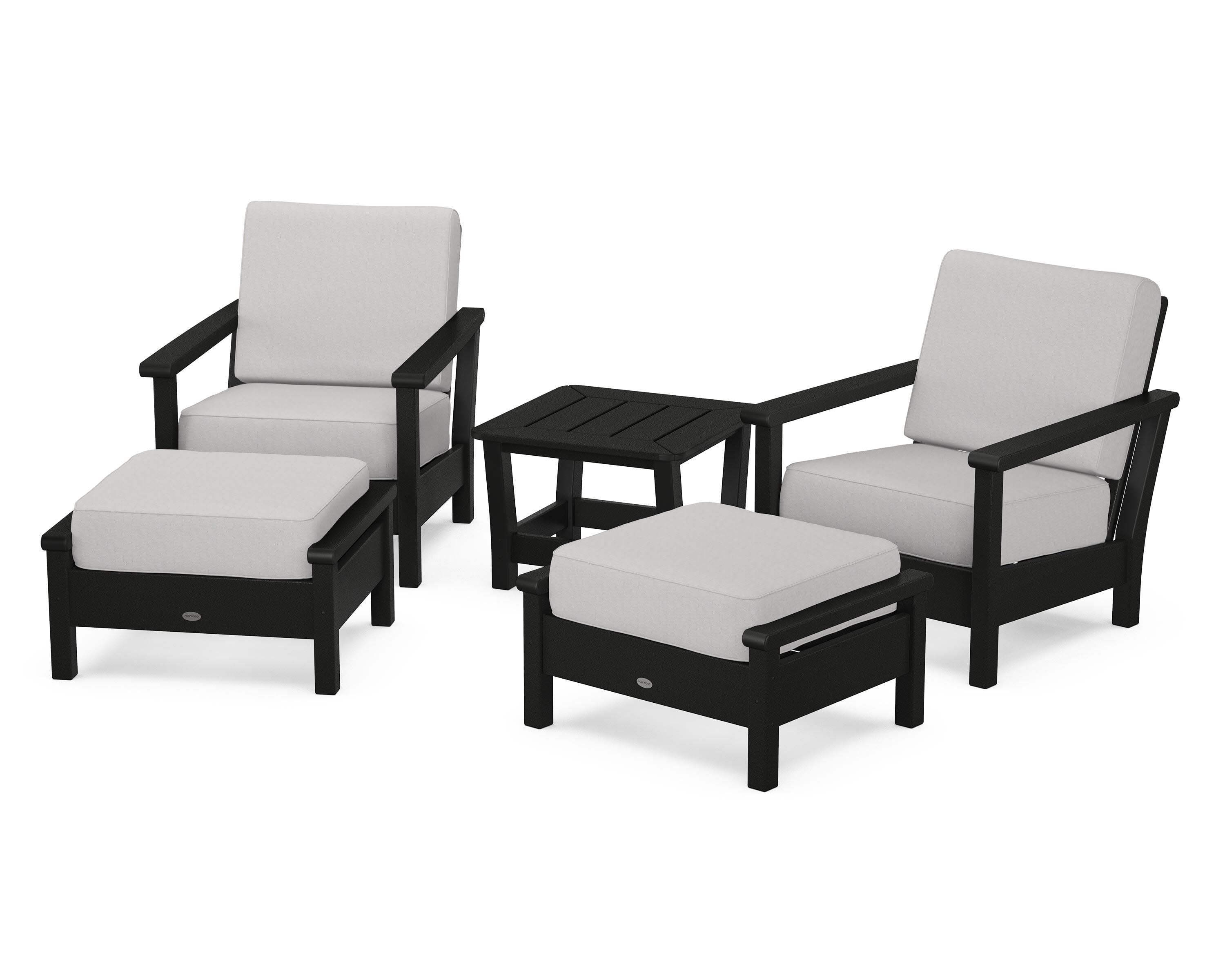 Harbour 5-Piece Deep Seating Chair Set in Black / Diamond in the Rough
