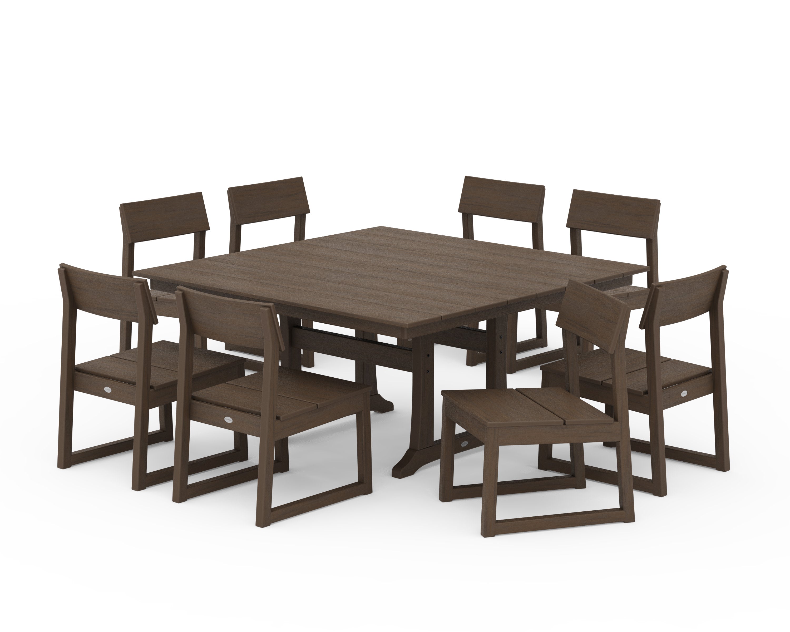 EDGE 9-Piece Farmhouse Trestle Dining Set in Kona