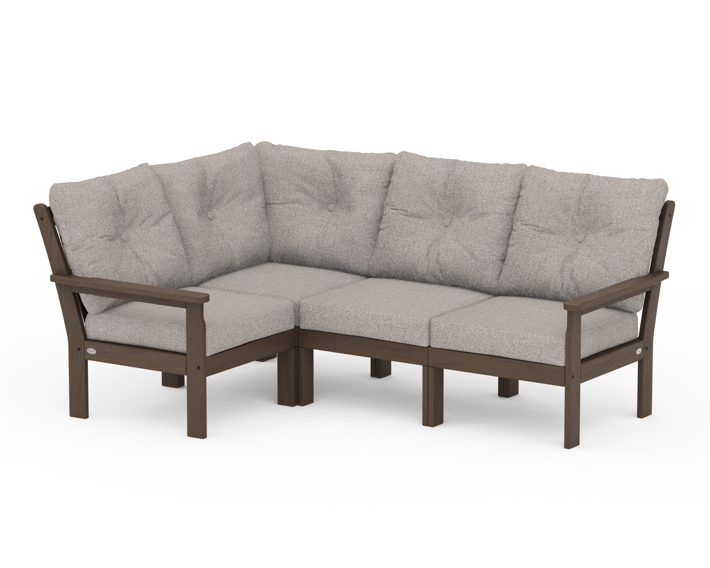 Vineyard 4-Piece Sectional in Kona / Weathered Tweed