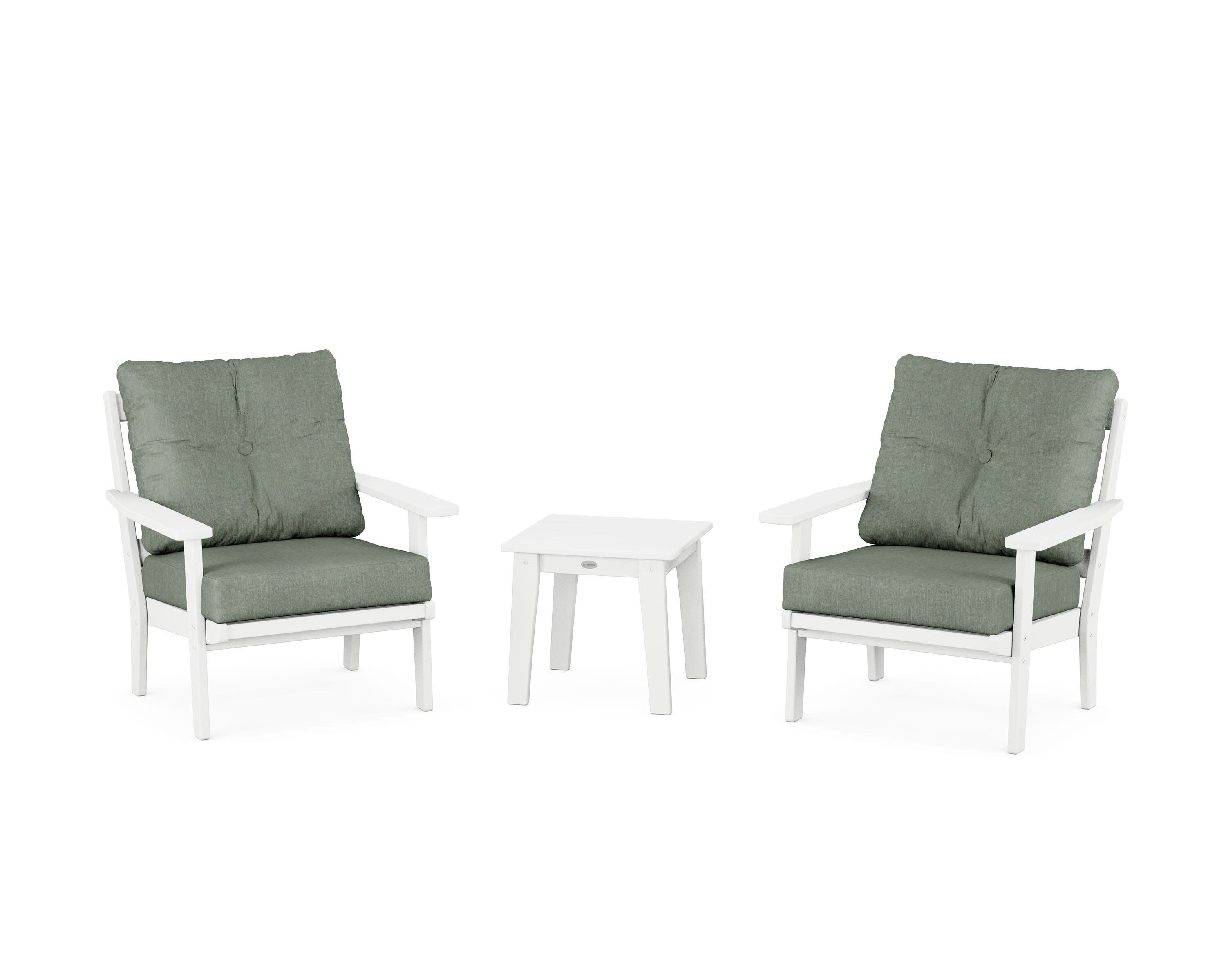 Prairie 3-Piece Deep Seating Set in White / Cast Sage