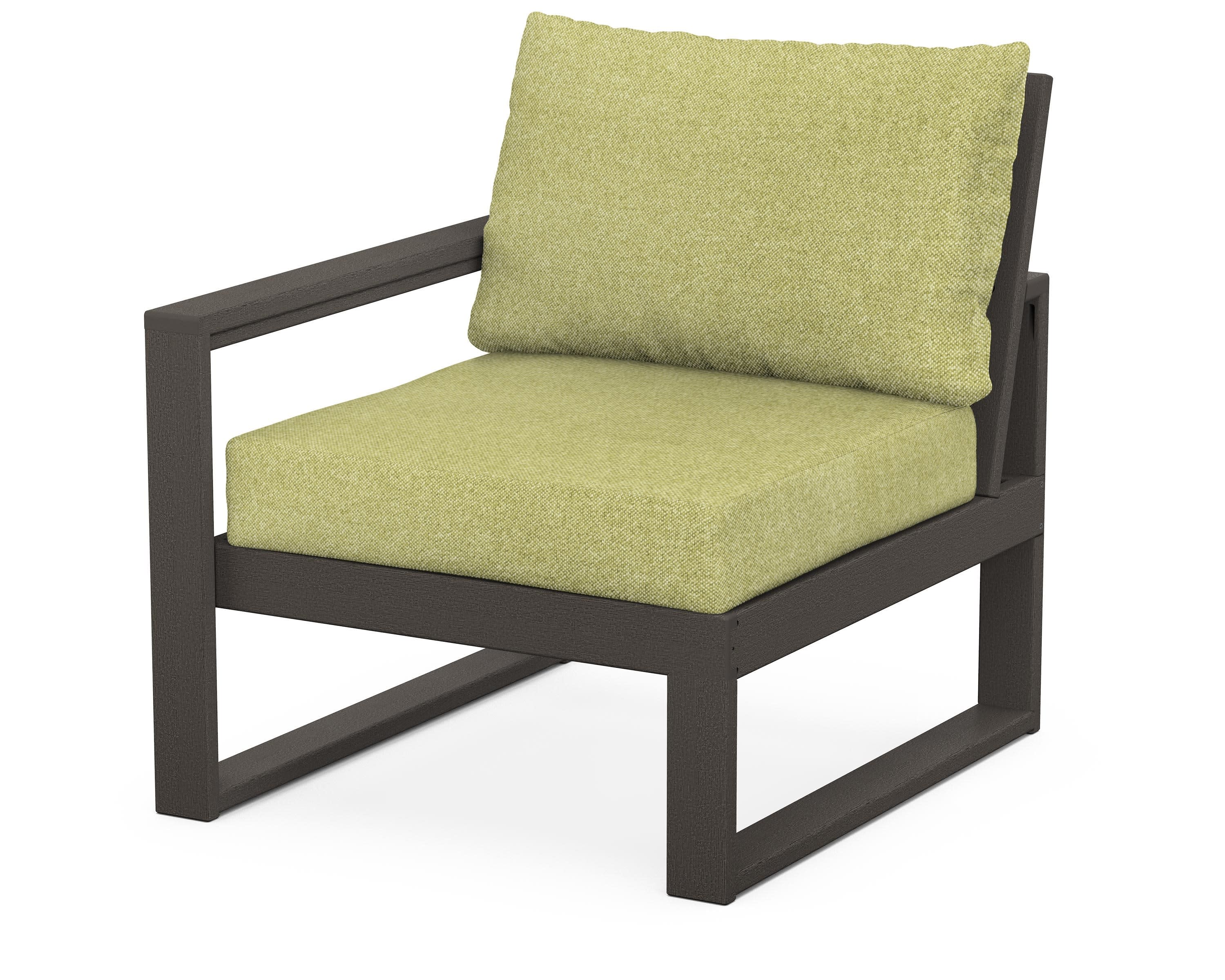 EDGE Modular Left Arm Chair in Vintage Coffee / Chartreuse Boucle