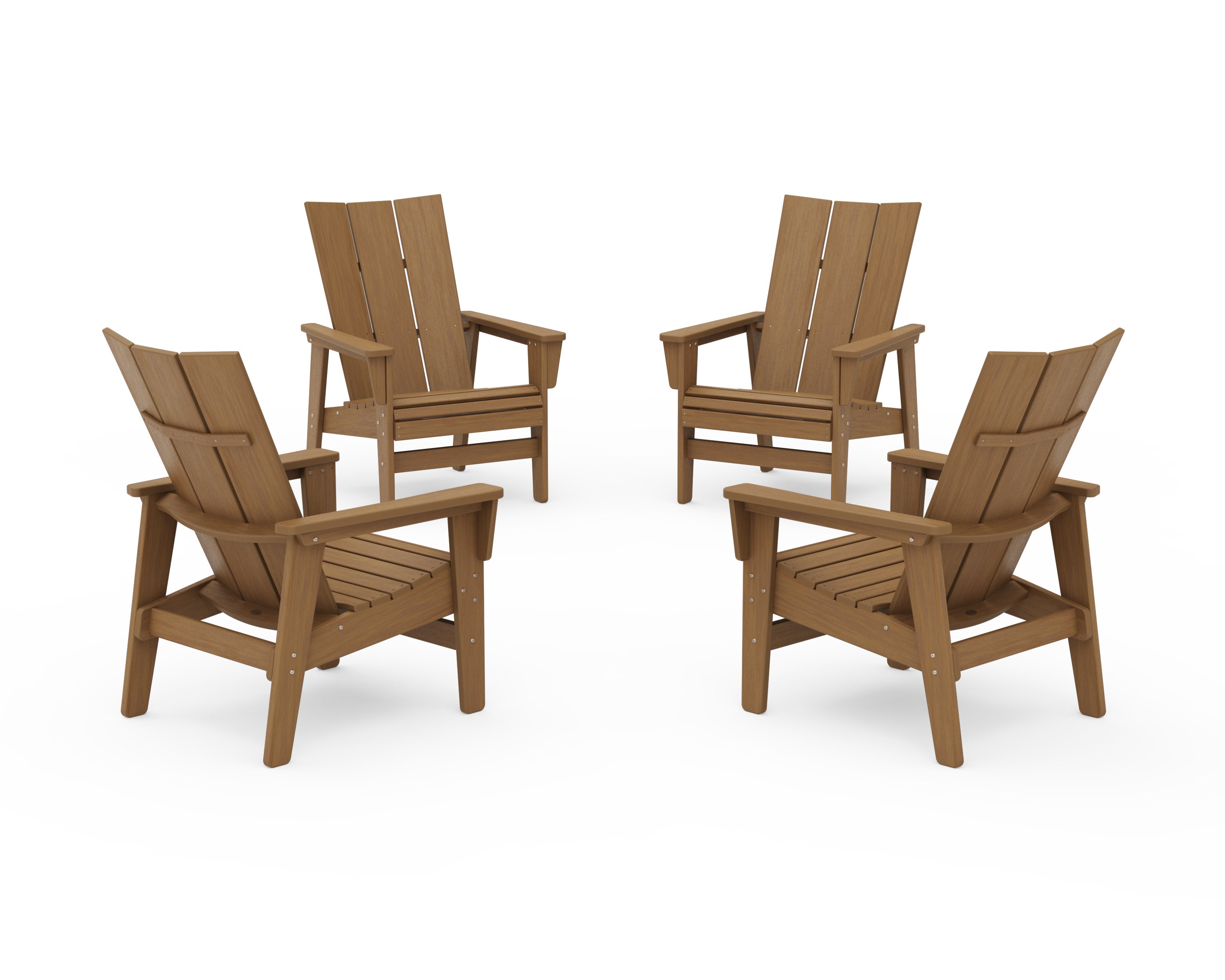 4-Piece Modern Grand Upright Adirondack Chair Conversation Set in Natural