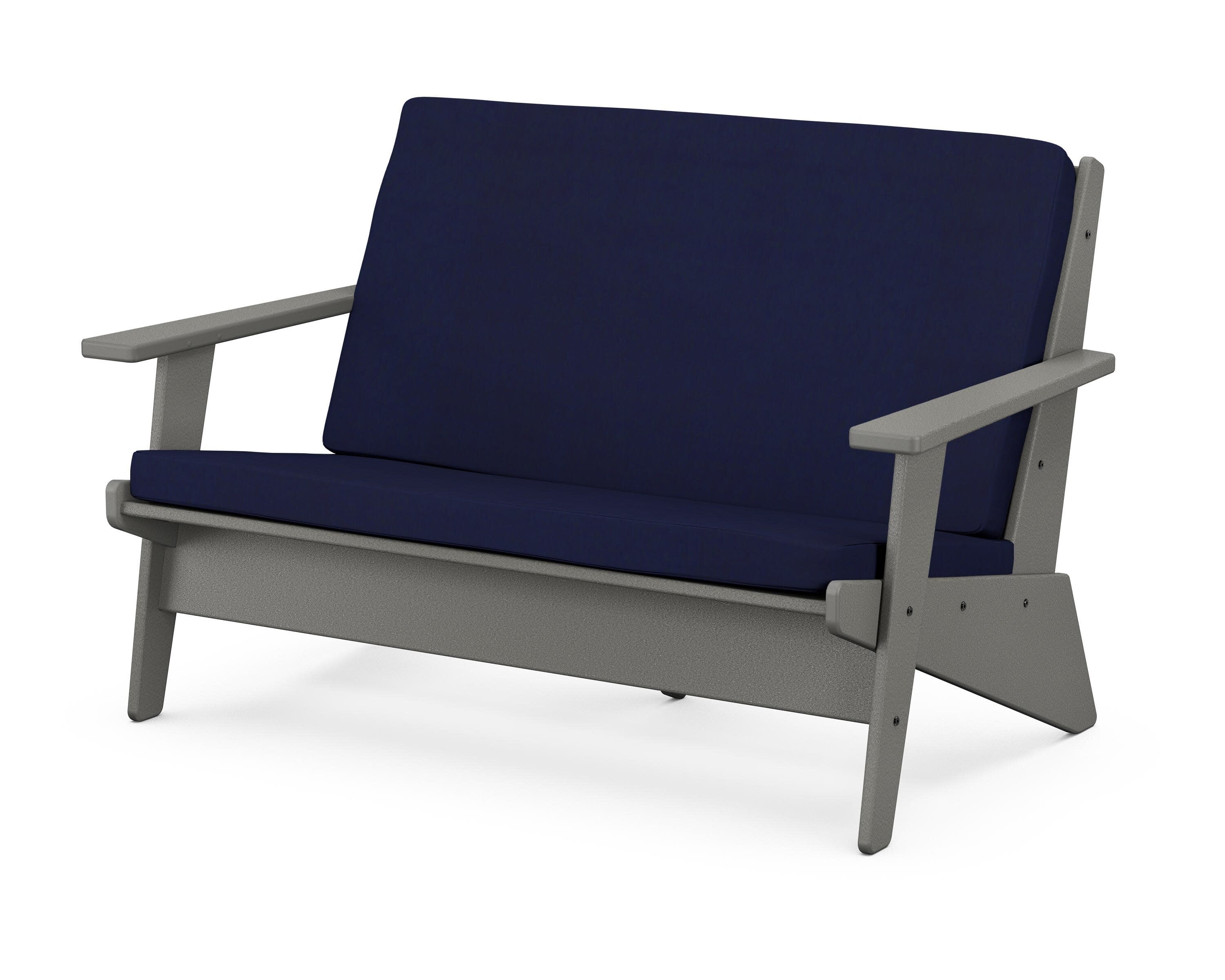 Riviera Modern Lounge Loveseat in Slate Grey / Navy