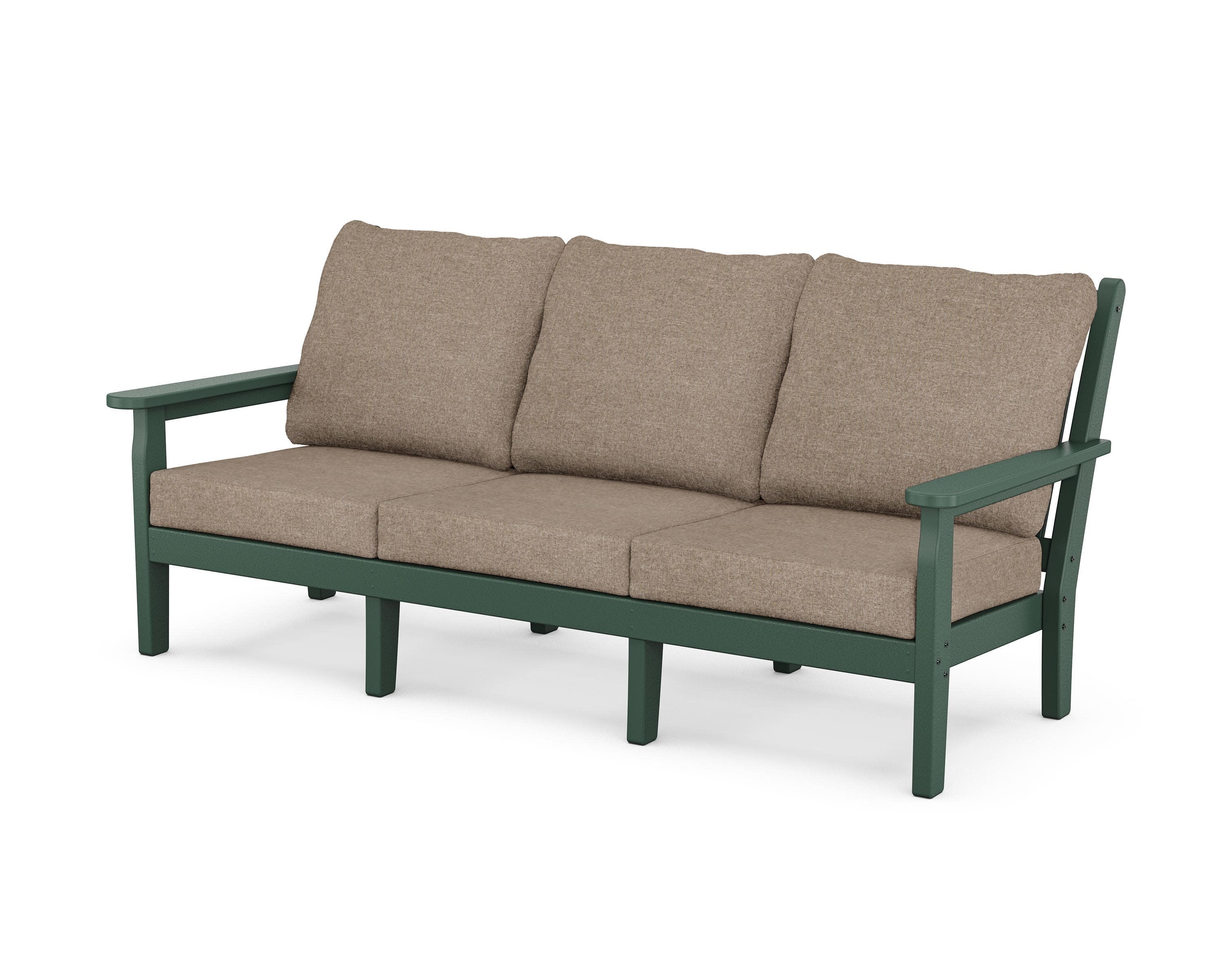 Chippendale Deep Seating Sofa in Green / Spiced Burlap