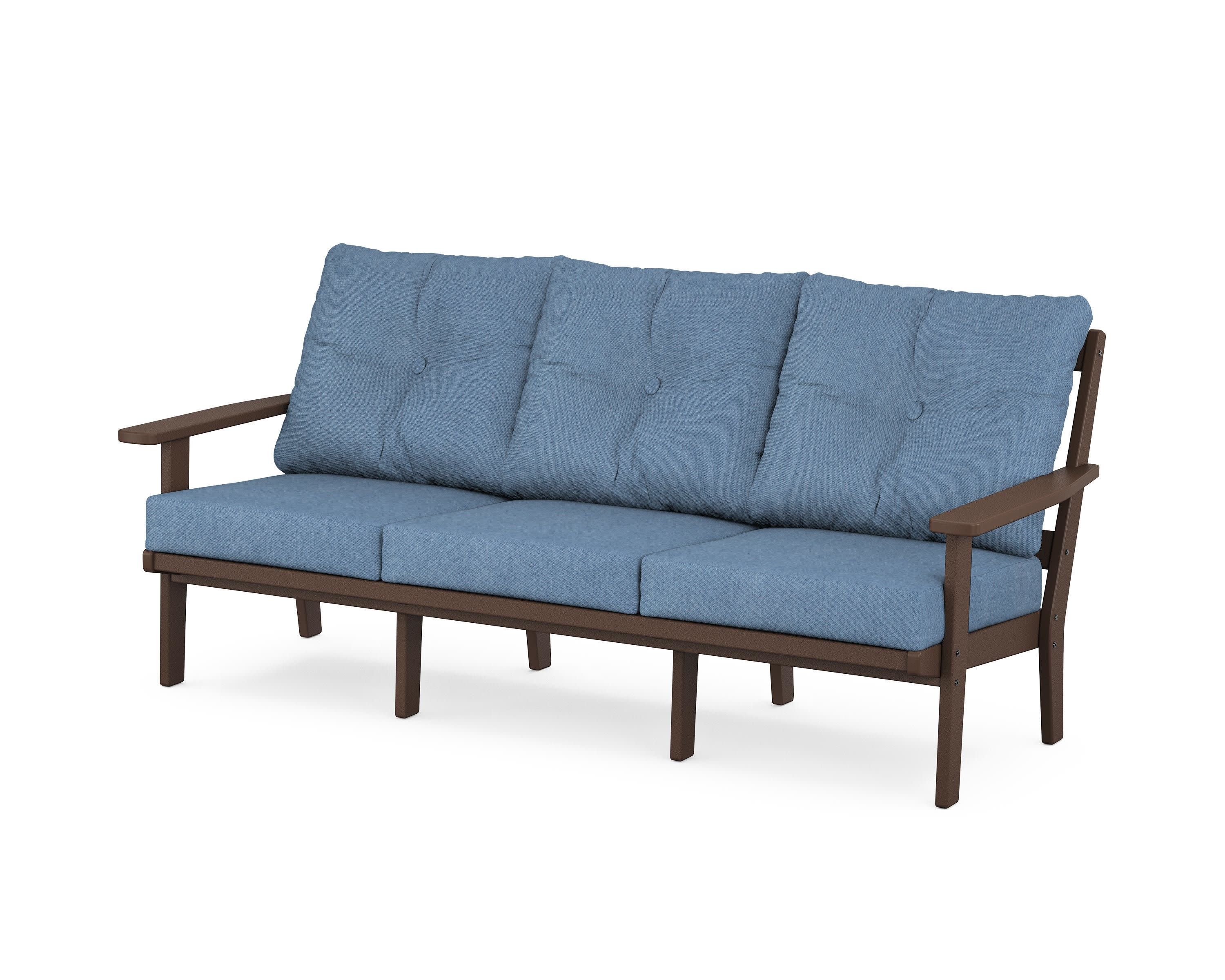 Oxford Deep Seating Sofa in Mahogany / Sky Blue