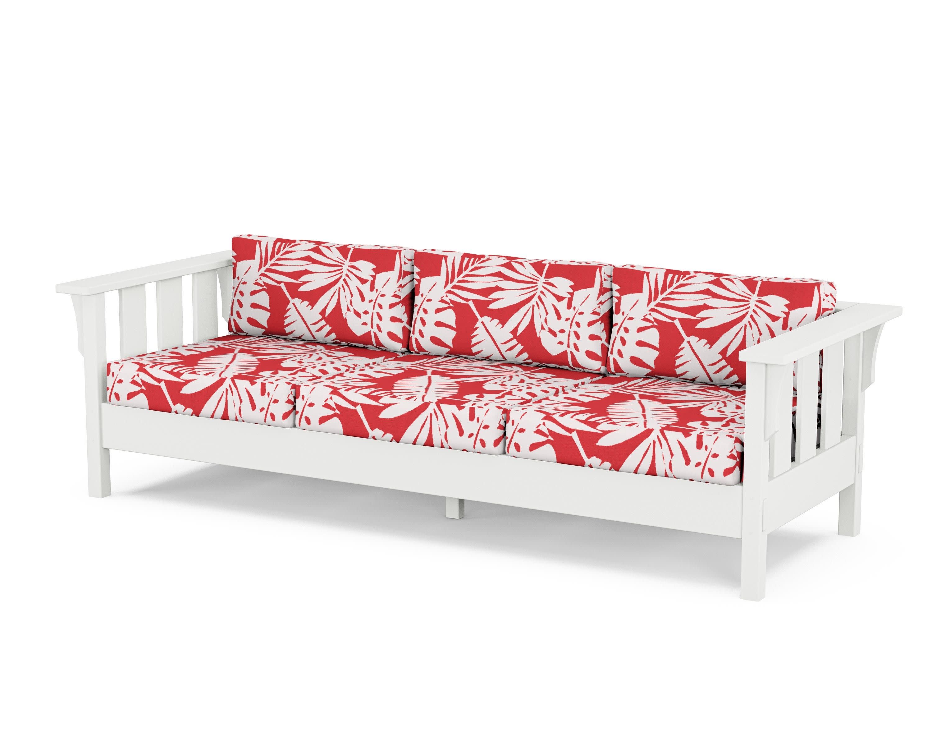 Acadia Deep Seating Sofa in White / Leaf Crimson