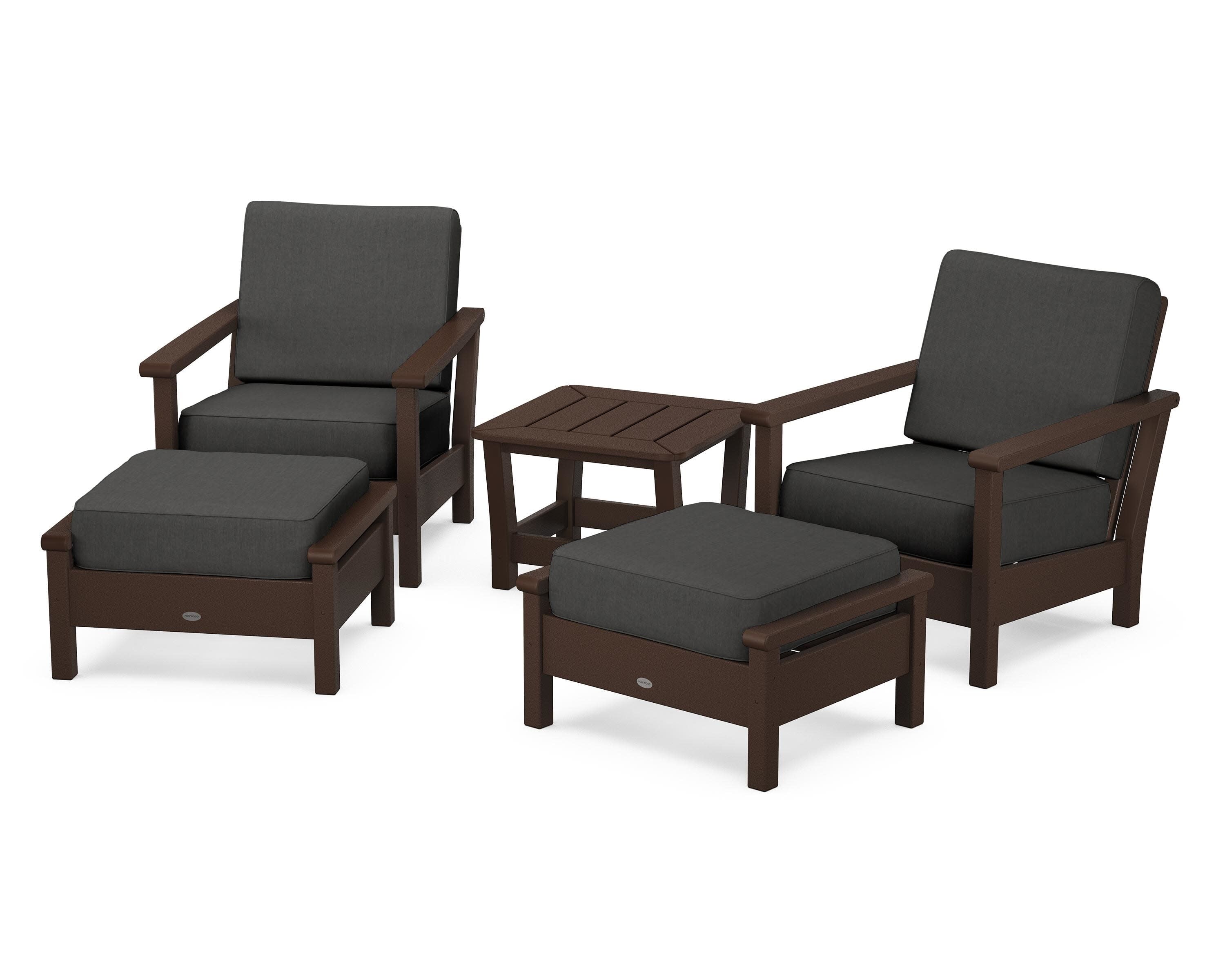 Harbour 5-Piece Deep Seating Chair Set in Mahogany / Spectrum Carbon