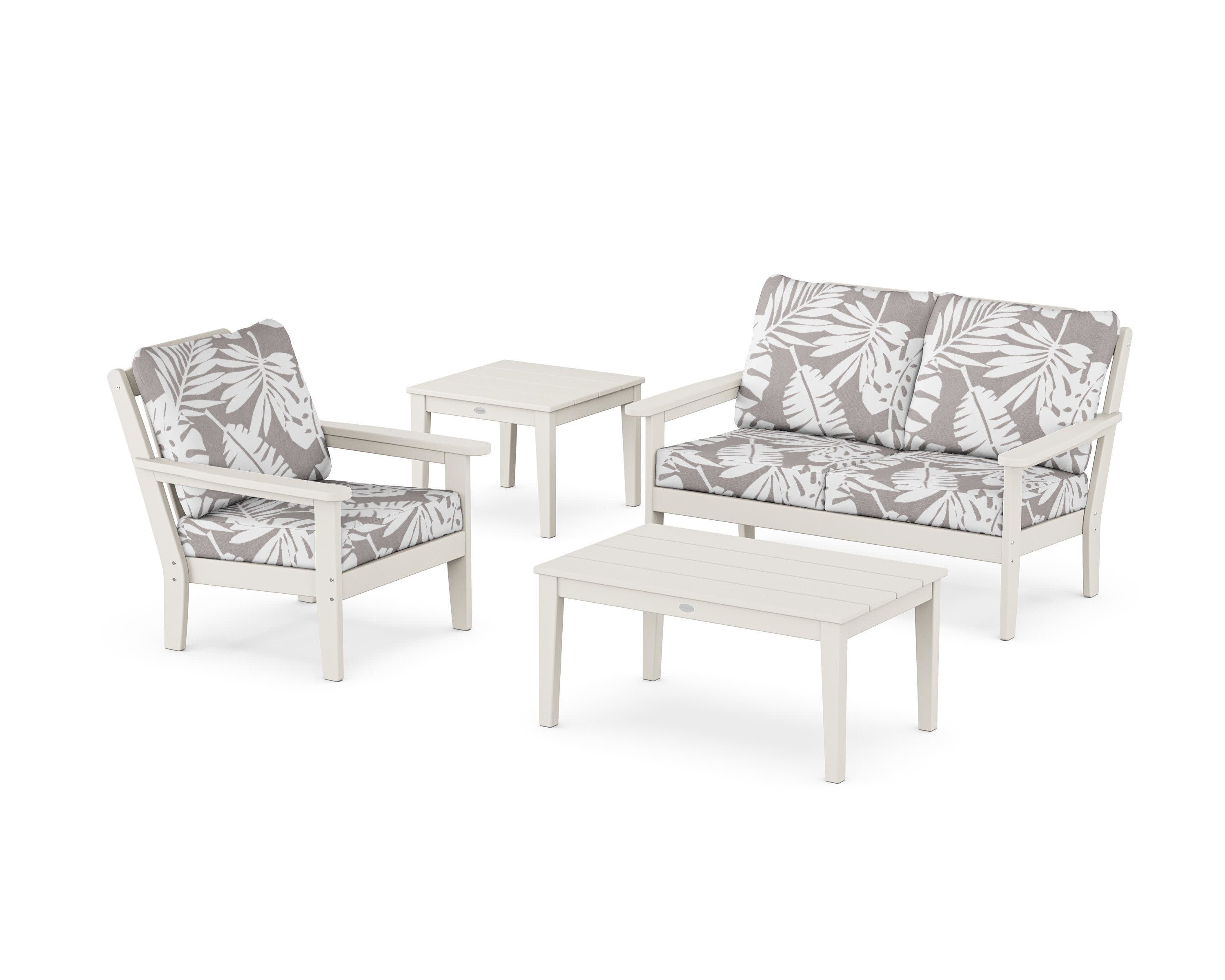 Wovendale 4-Piece Deep Seating Set in Sand / Leaf Grey Mist